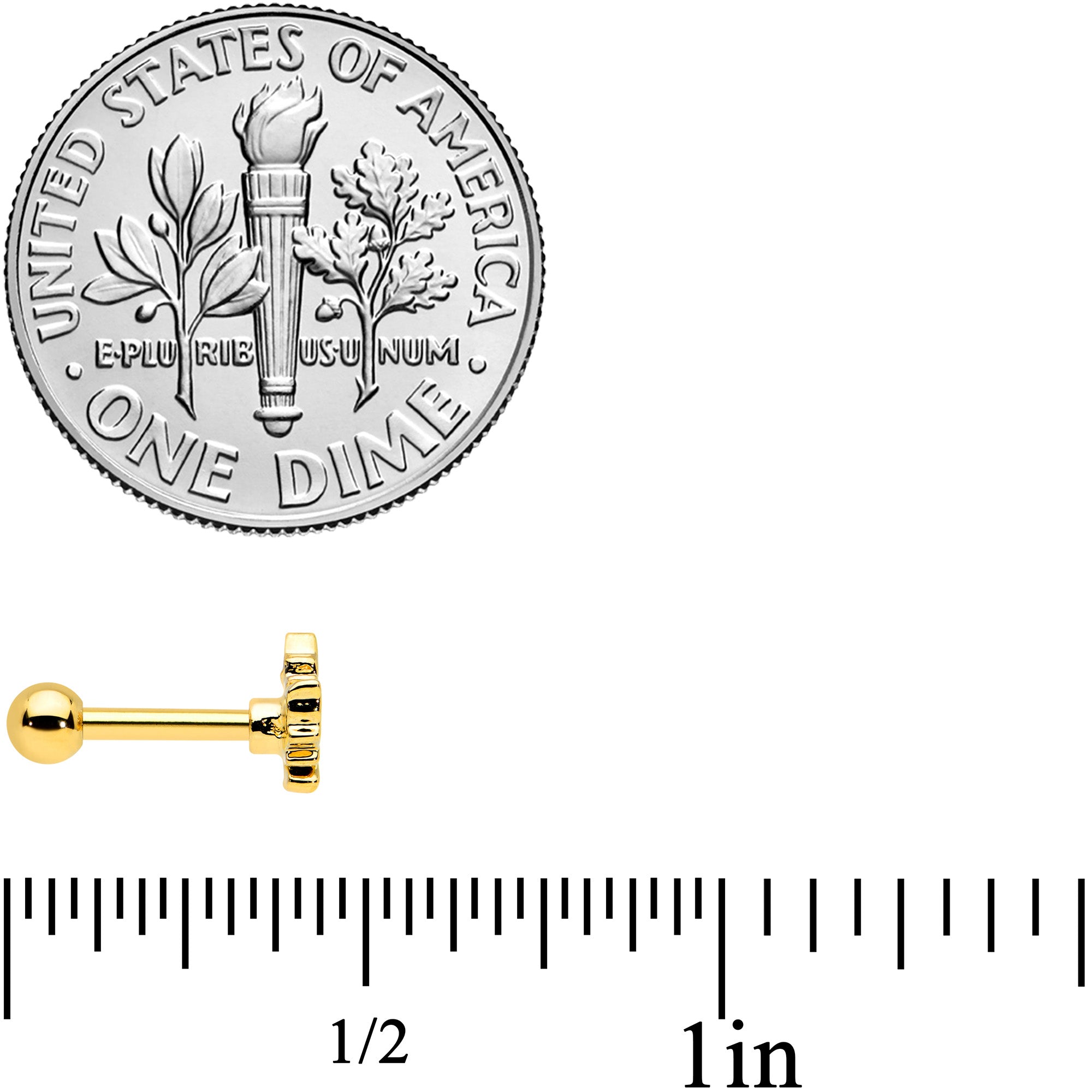 16G 1/4 Gold Tone Fall White Maple Leaf Cartilage Tragus Earring