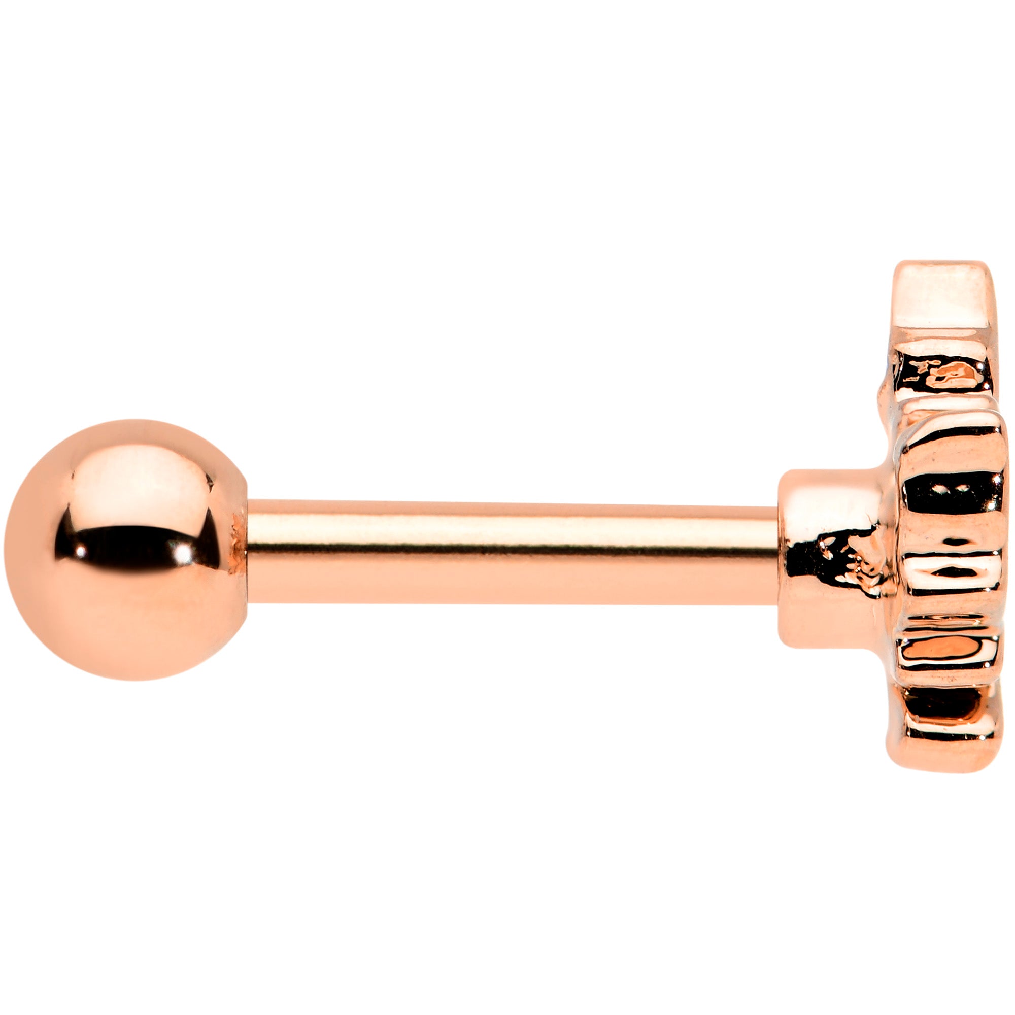 16G 1/4 Rose Gold Tone Fall White Maple Leaf Cartilage Tragus