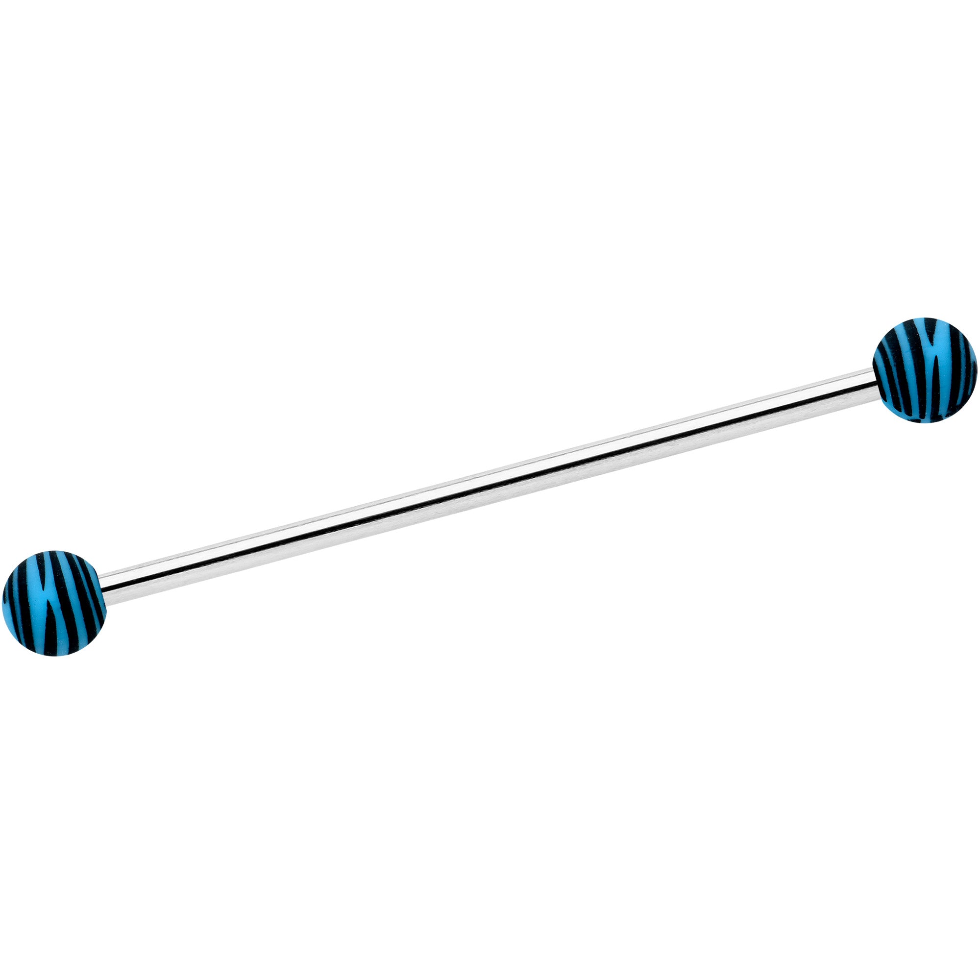 14G Matte Blue Zebra Stripe Industrial Barbell 38mm