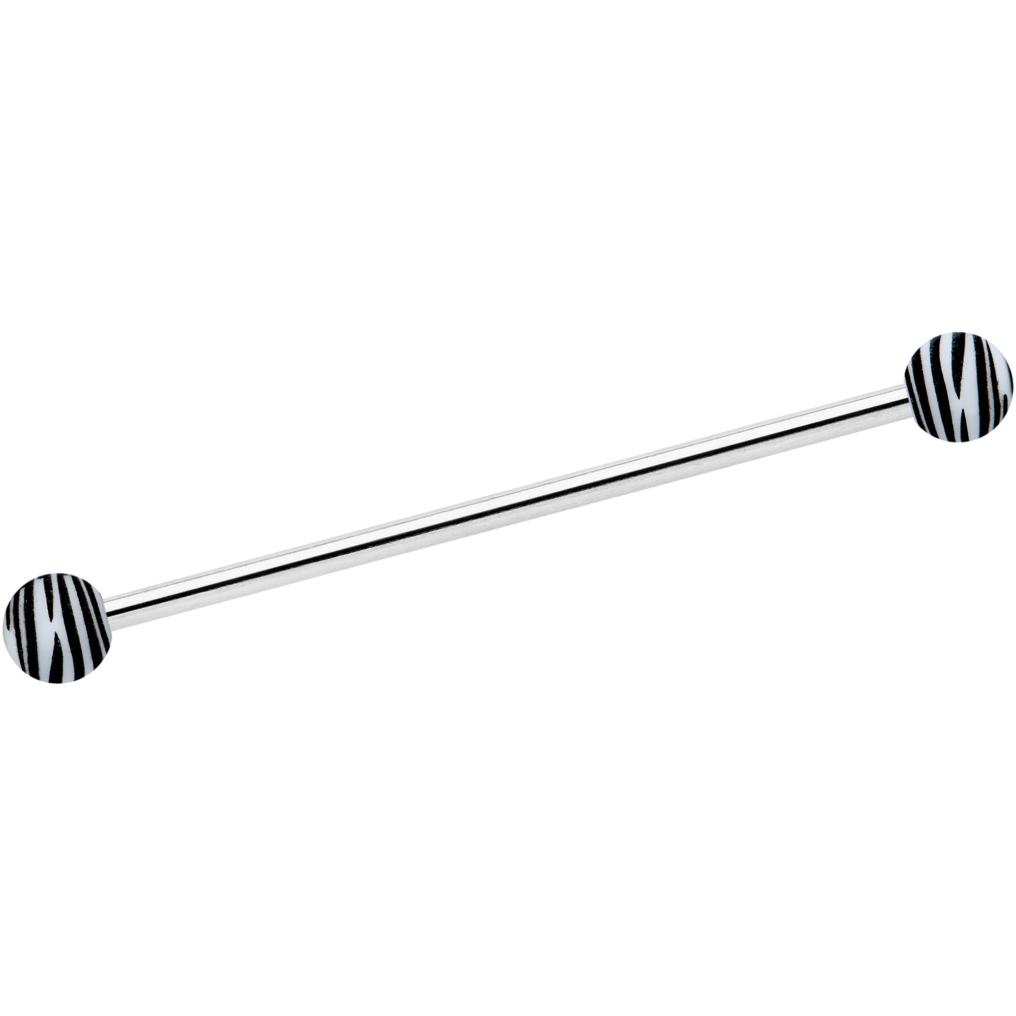 14G Matte White Zebra Stripe Industrial Barbell 38mm