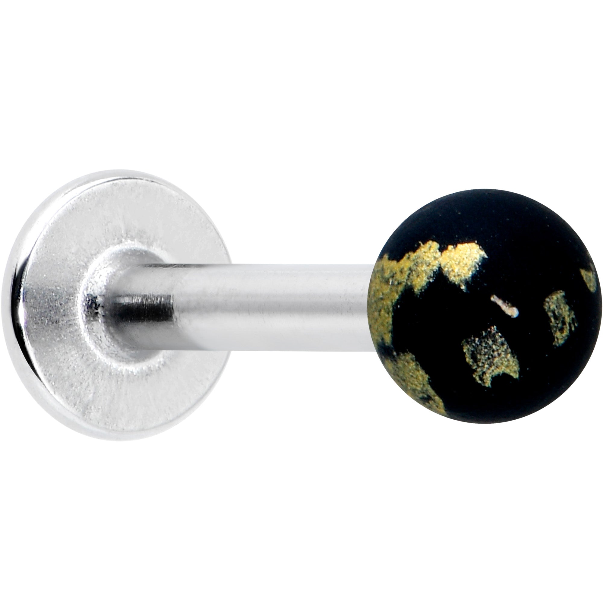 16G 5/16 Matte Black Splatter Pattern Labret Monroe Tragus