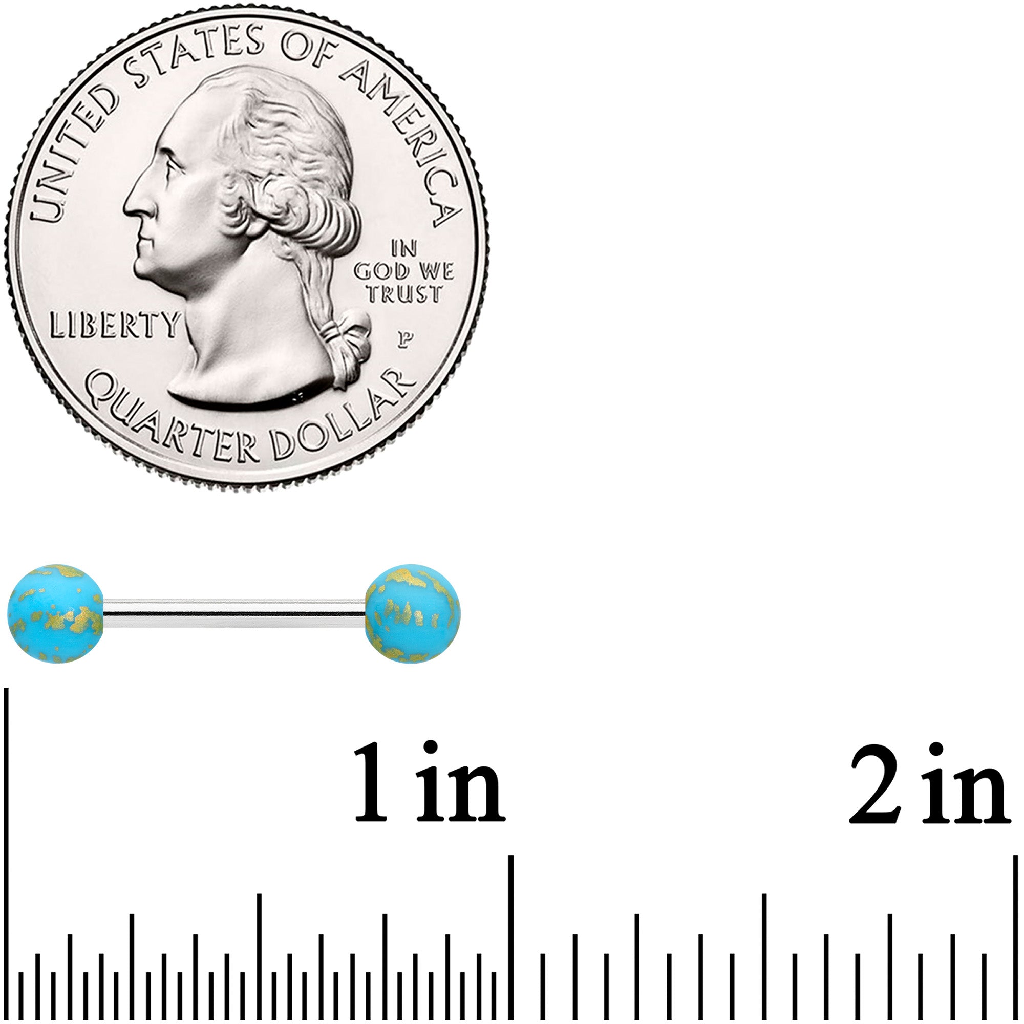 14G 9/16 Matte Light Blue Splatter Barbell Nipple Ring Set