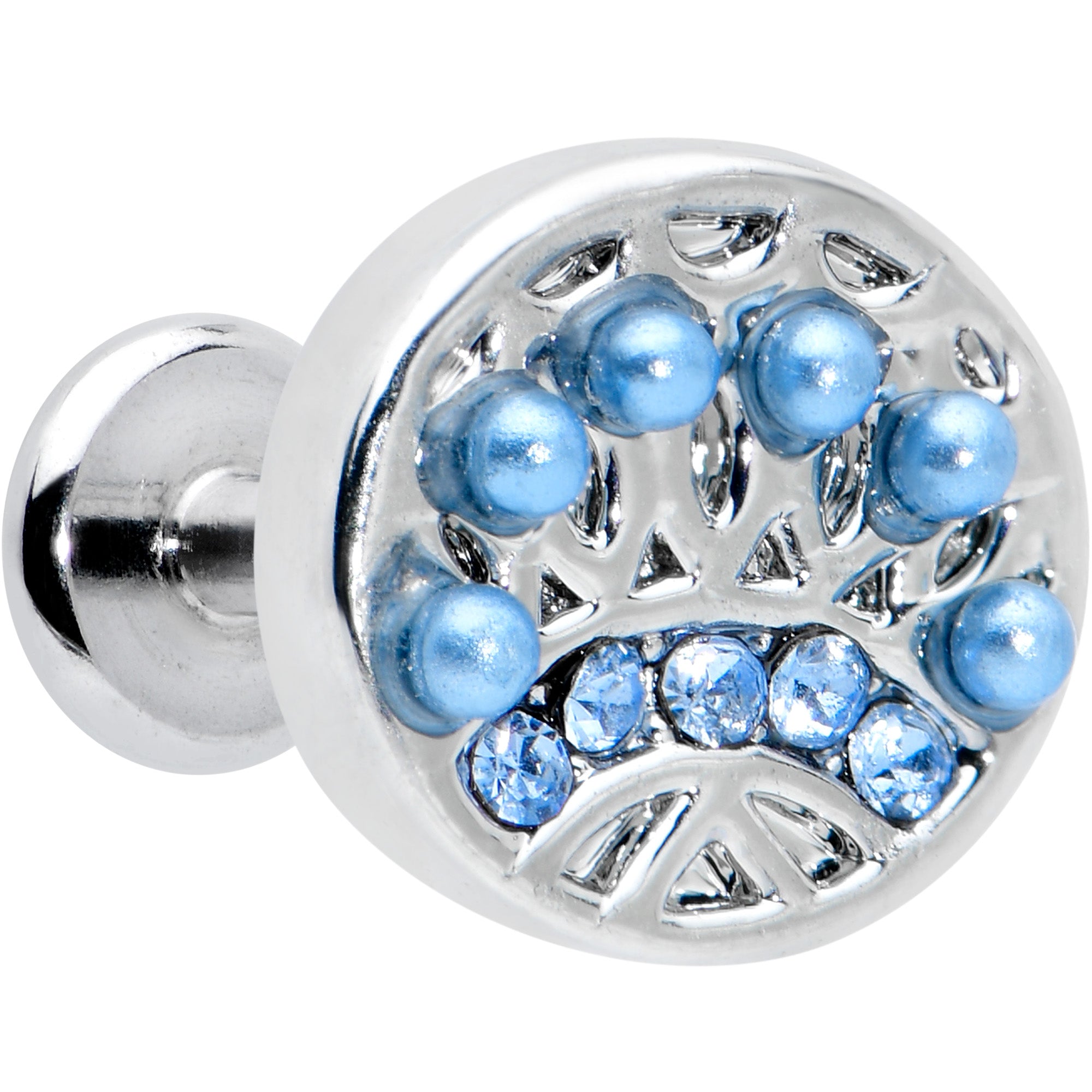 16G 1/4 Blue Gem Geometric Blues Pattern Labret Monroe Tragus