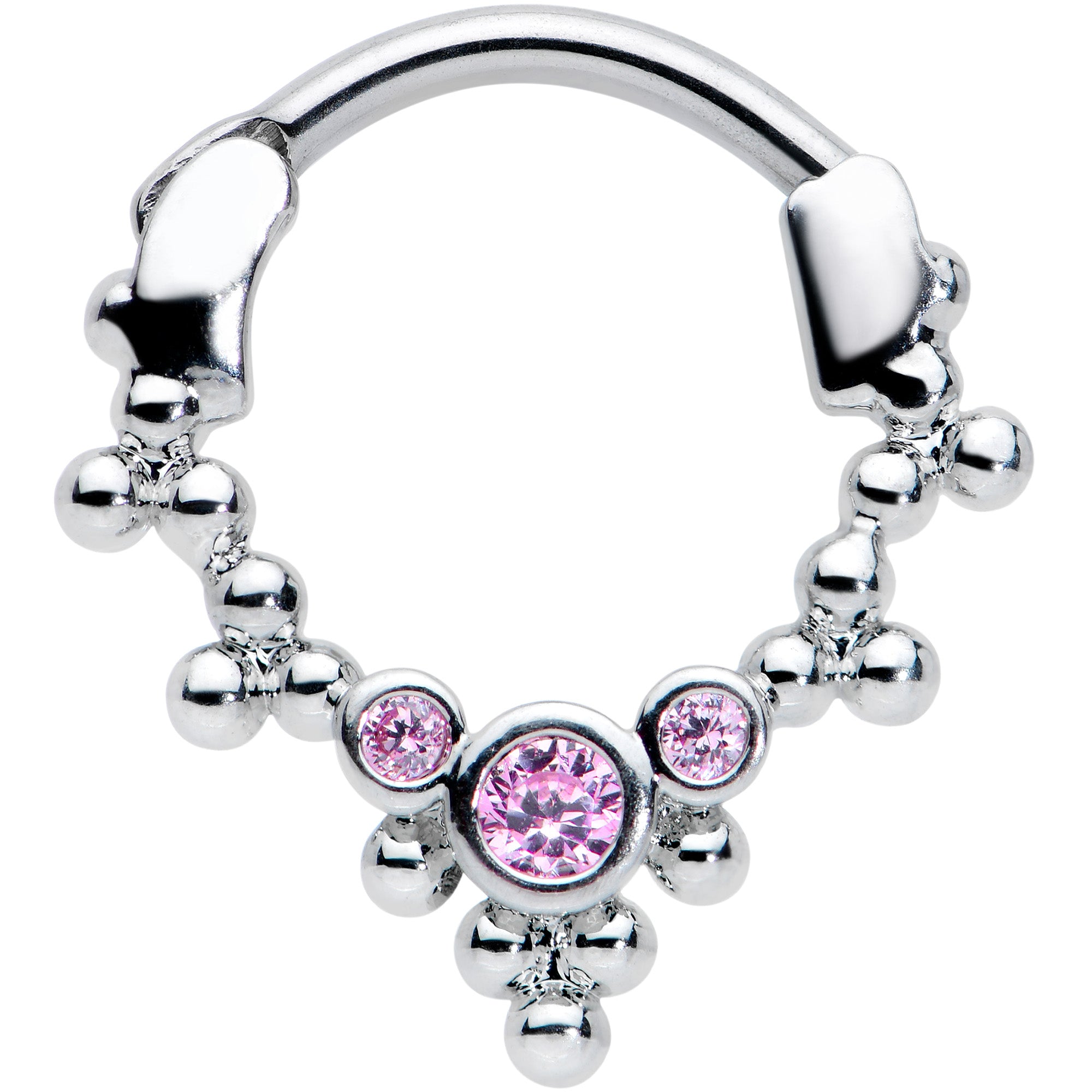 16G 5/16 Pink CZ Gem Princess Cartilage Clicker