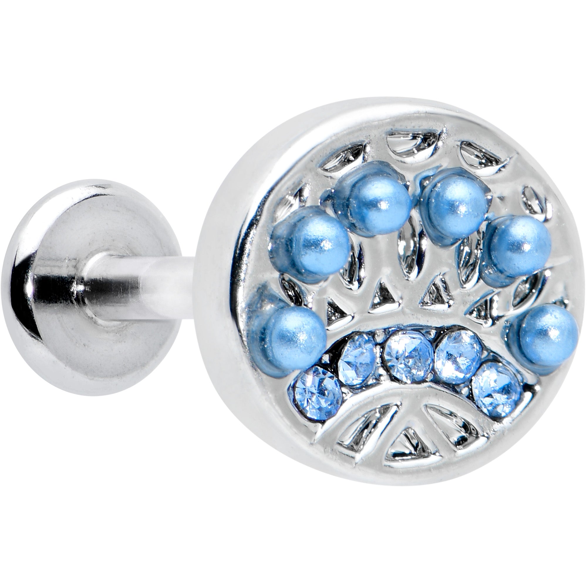 16G 5/16 Blue Gem Geometric Blues Pattern Labret Monroe Tragus