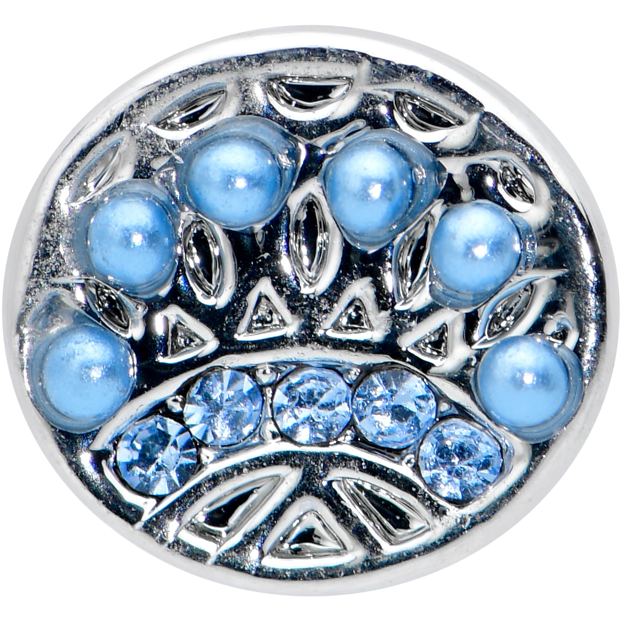 16G 5/16 Blue Gem Geometric Blues Pattern Labret Monroe Tragus