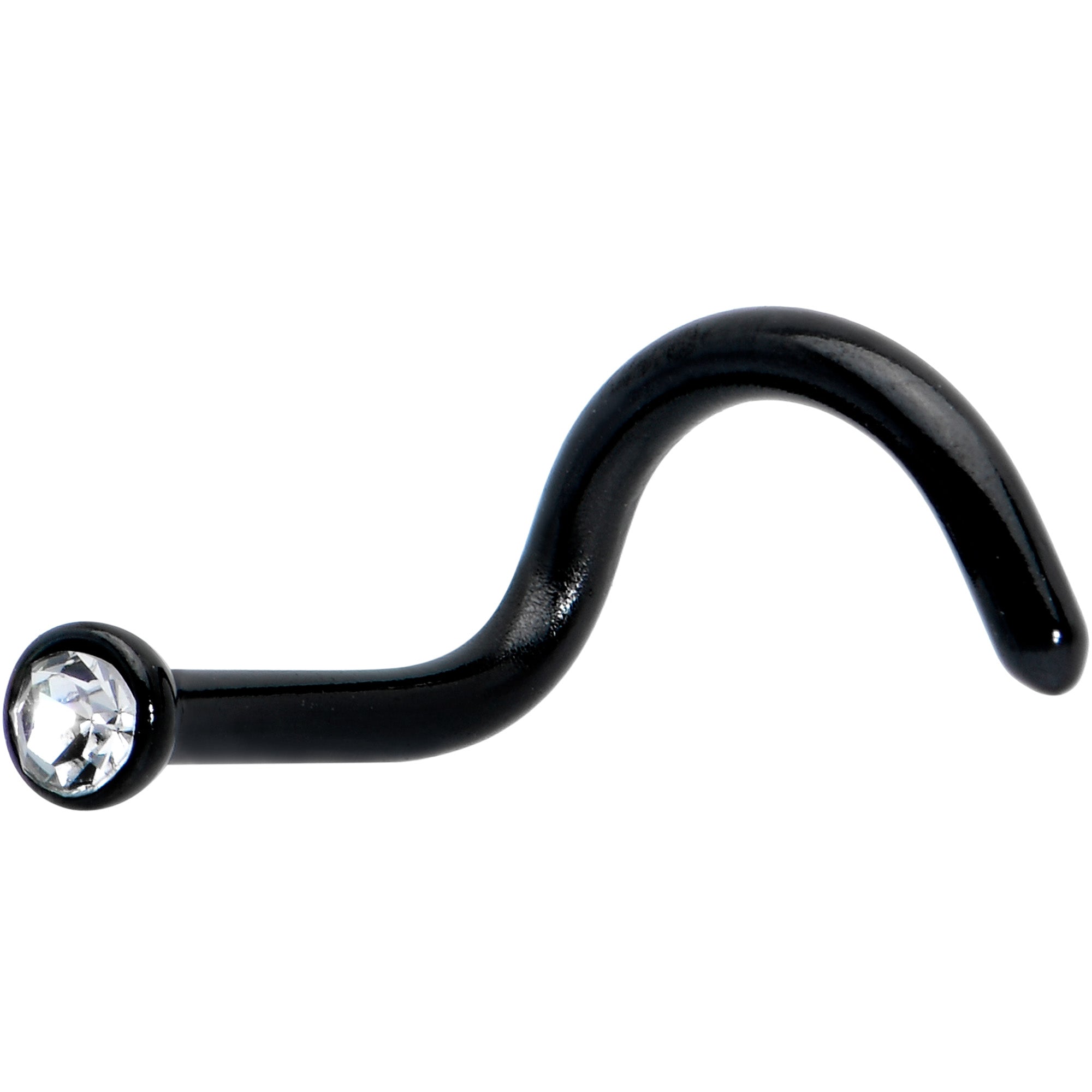 18G 1/4 Clear Gem Black 2mm End Left Nose Screw