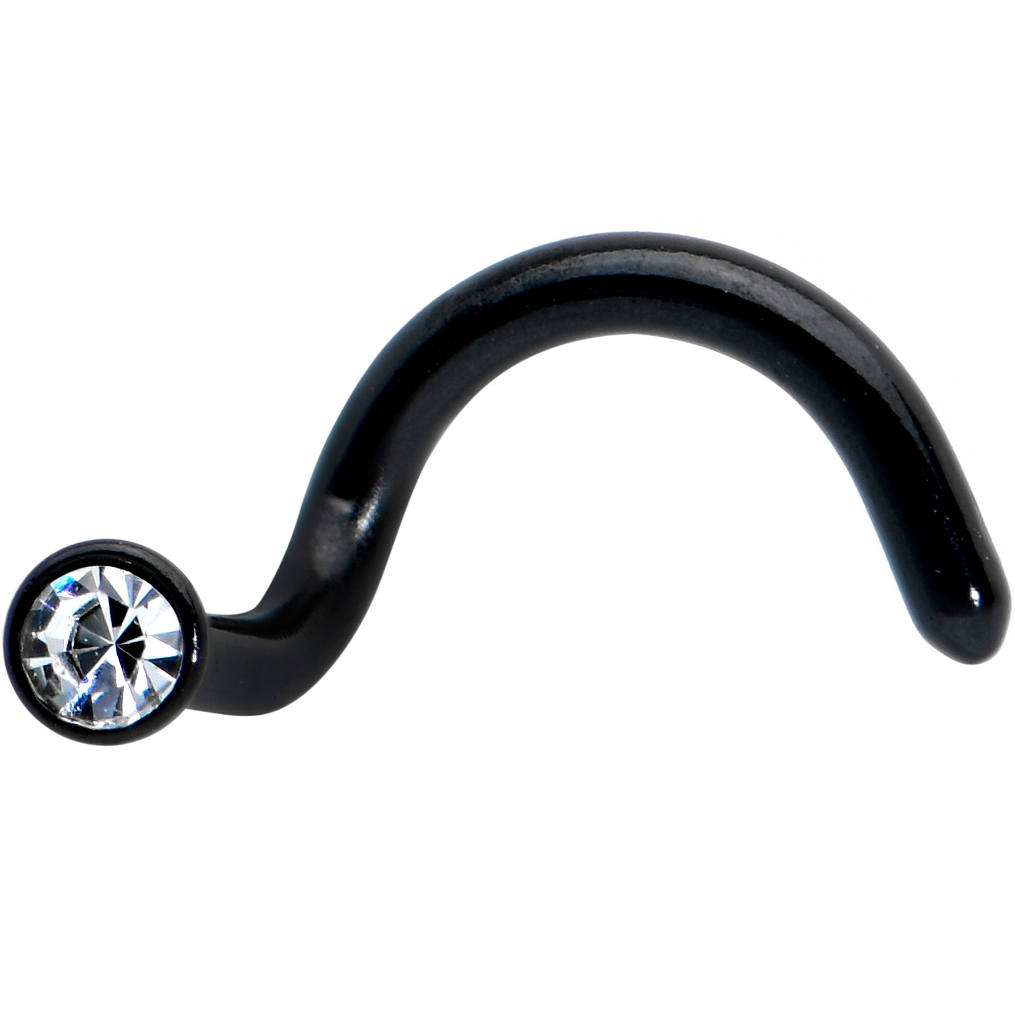 18G 1/4 Clear Gem Black 2mm End Left Nose Screw