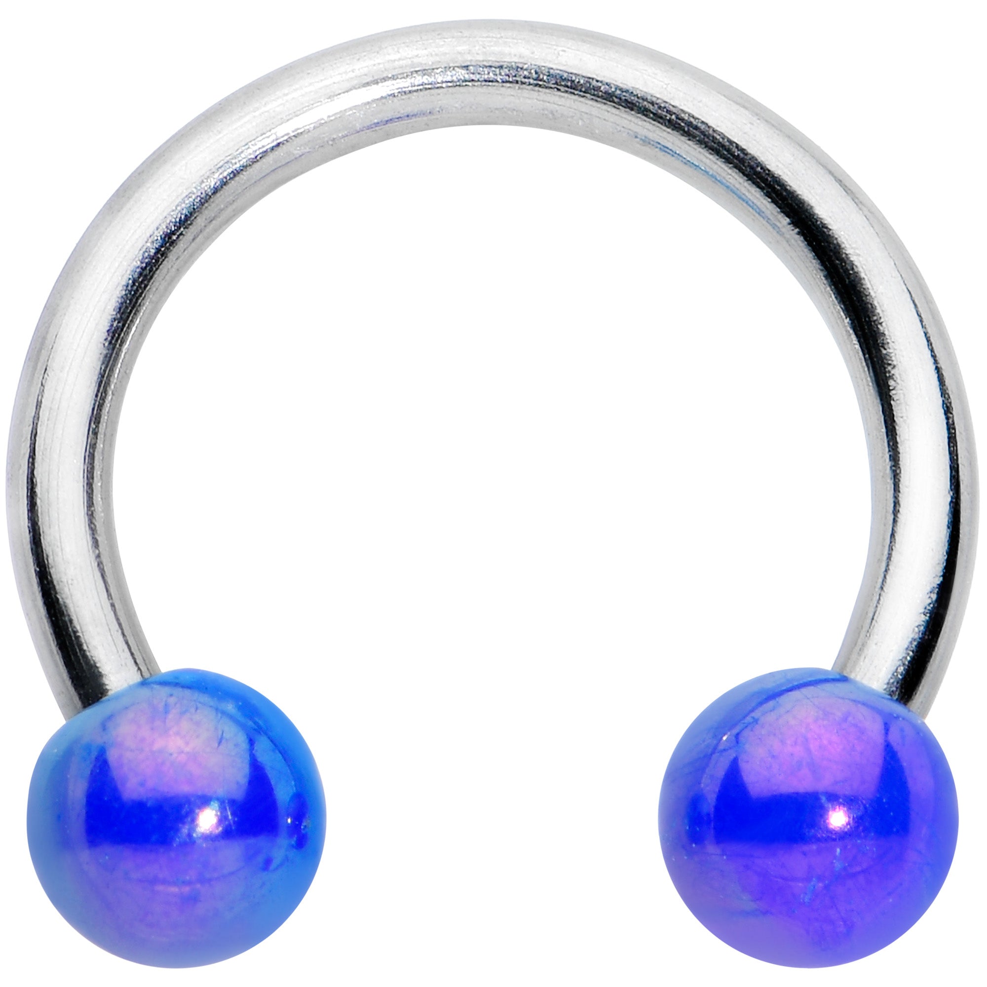 16G 5/16 Iridescent Purple Ball Ends Horseshoe Circular Barbell
