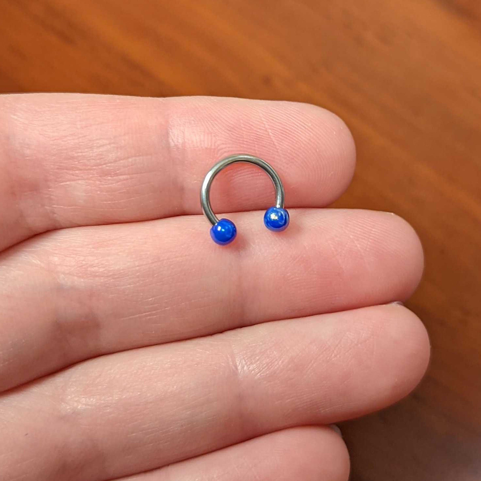 16G 5/16 Iridescent Purple Ball Ends Horseshoe Circular Barbell