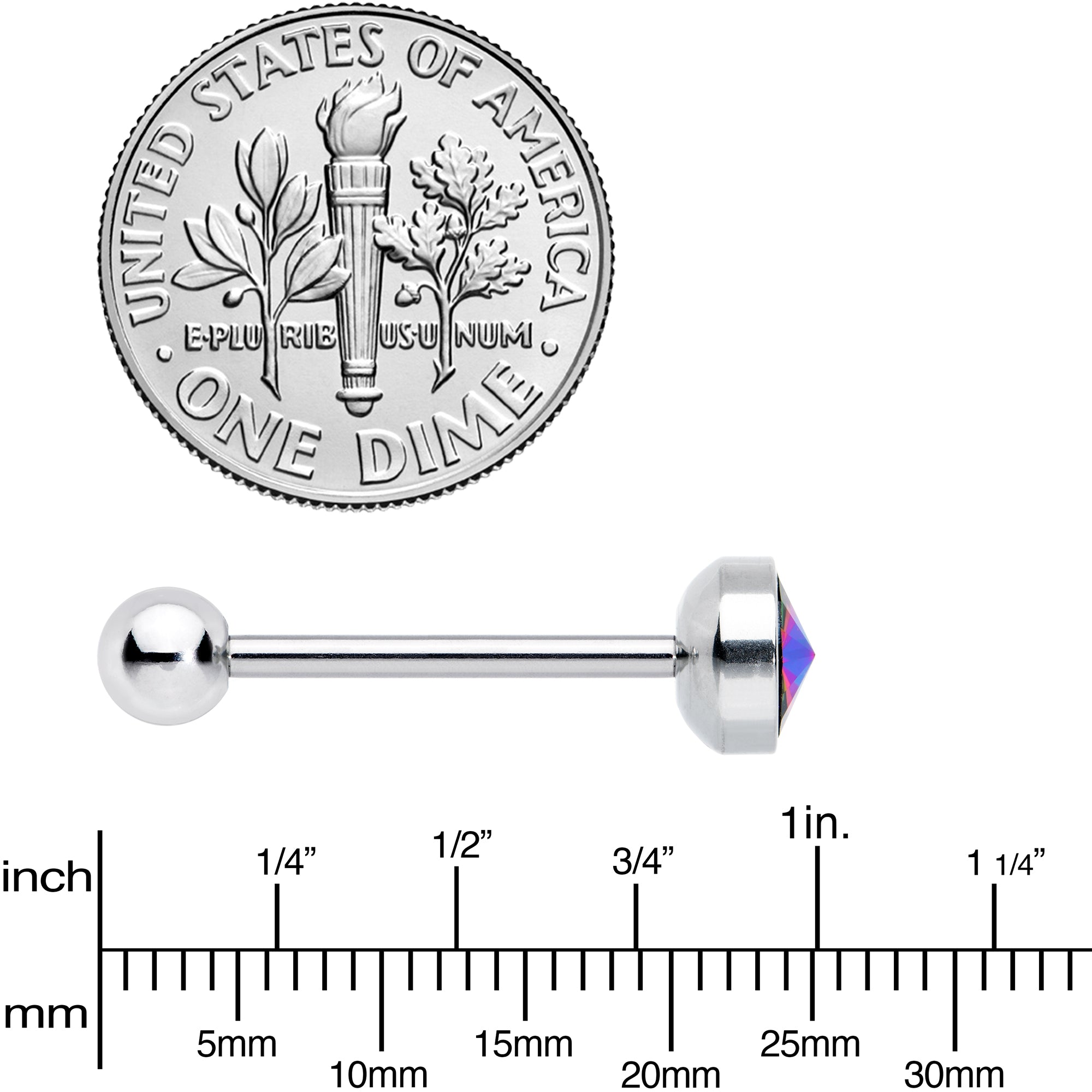 Vitrail Gem Top Simply Lovely Barbell Tongue Ring