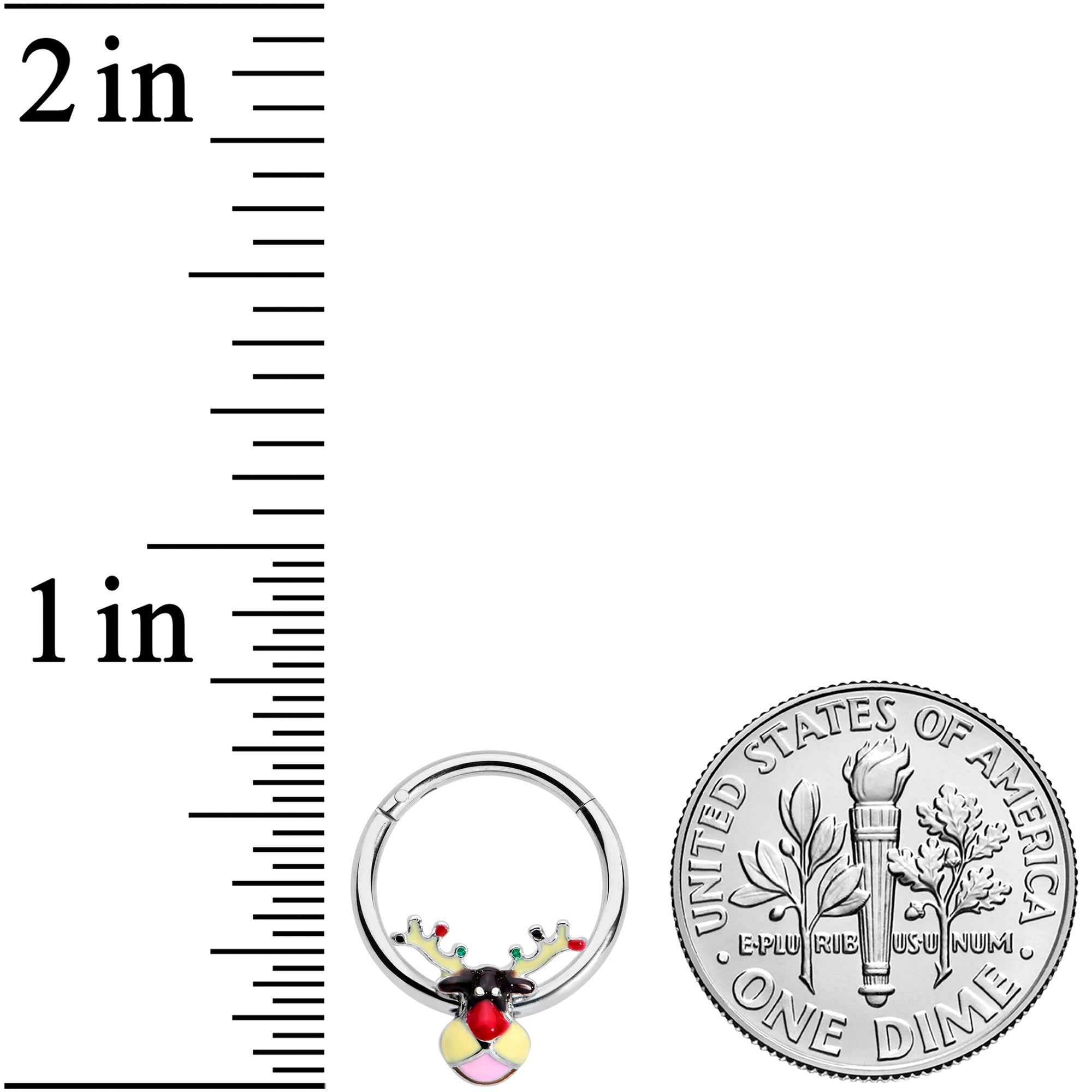 16G 3/8 Colorful Reindeer Christmas Hinged Segment Ring