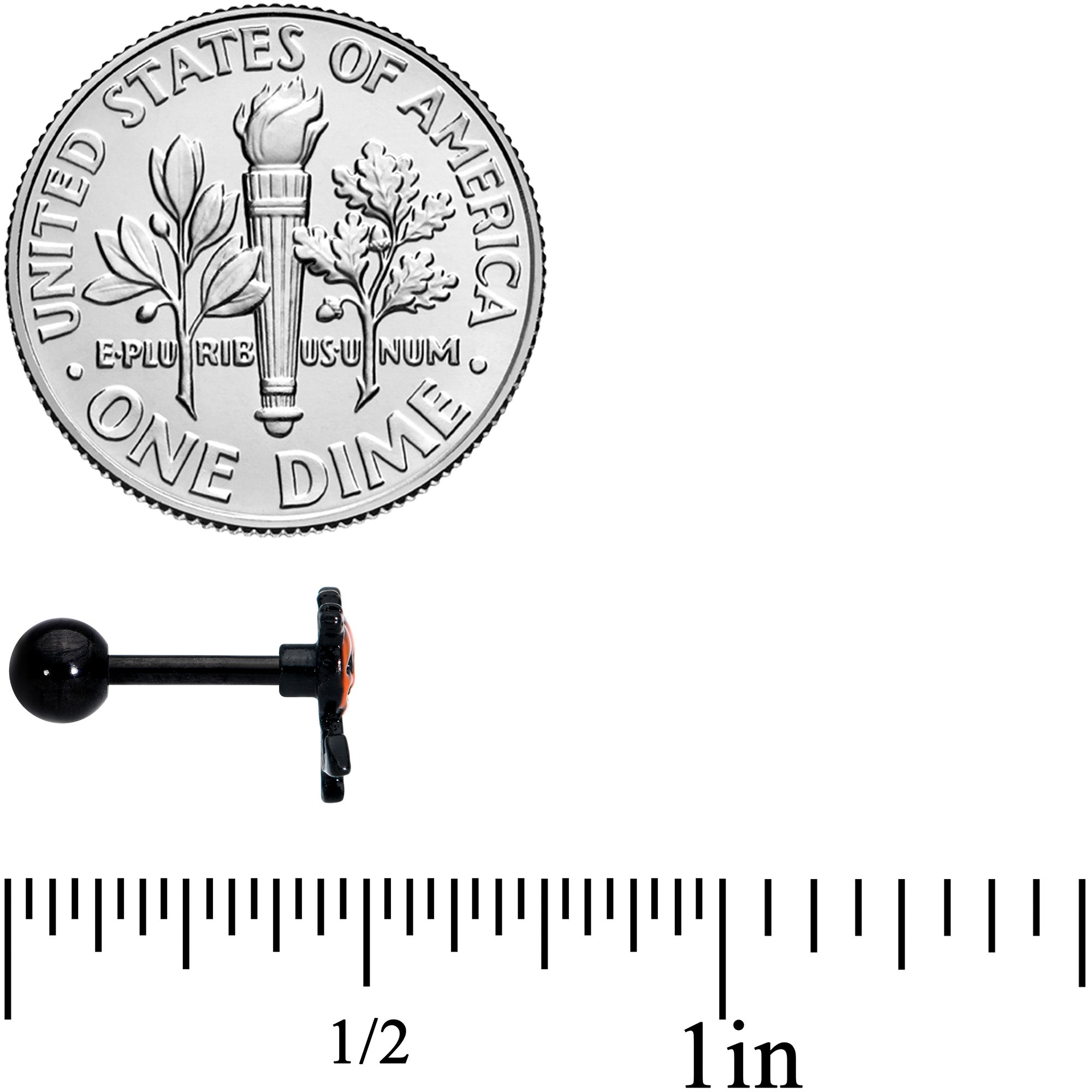 16G 1/4 Black Dancing Skeleton Pumpkin Halloween Cartilage Tragus