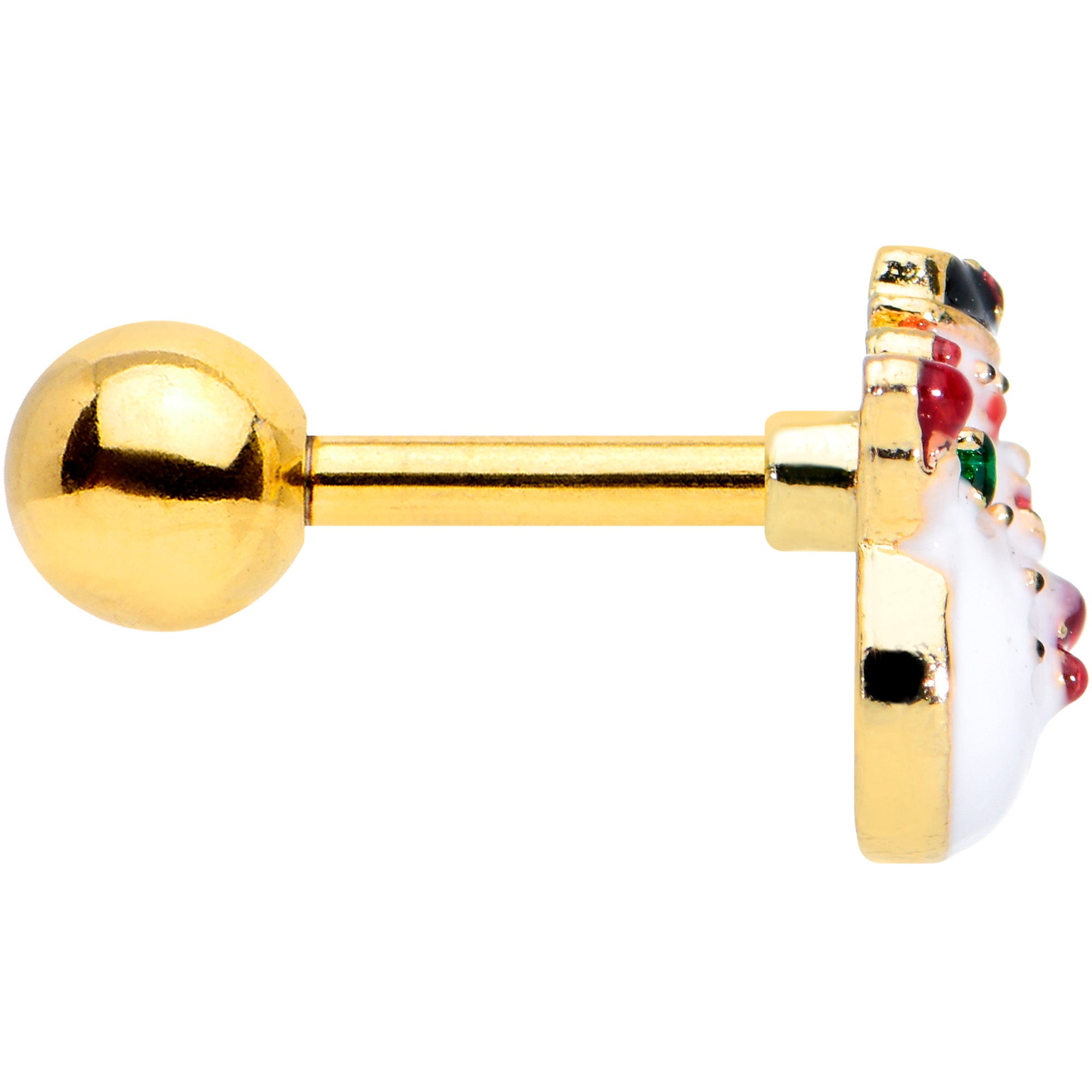 16G 1/4 Gold Tone Waving Snowman Christmas Cartilage Tragus