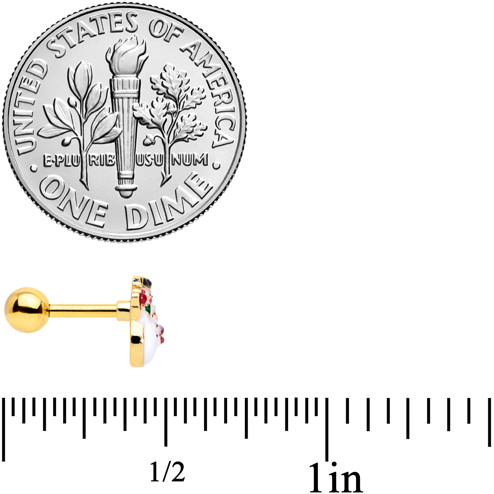 16G 1/4 Gold Tone Waving Snowman Christmas Cartilage Tragus