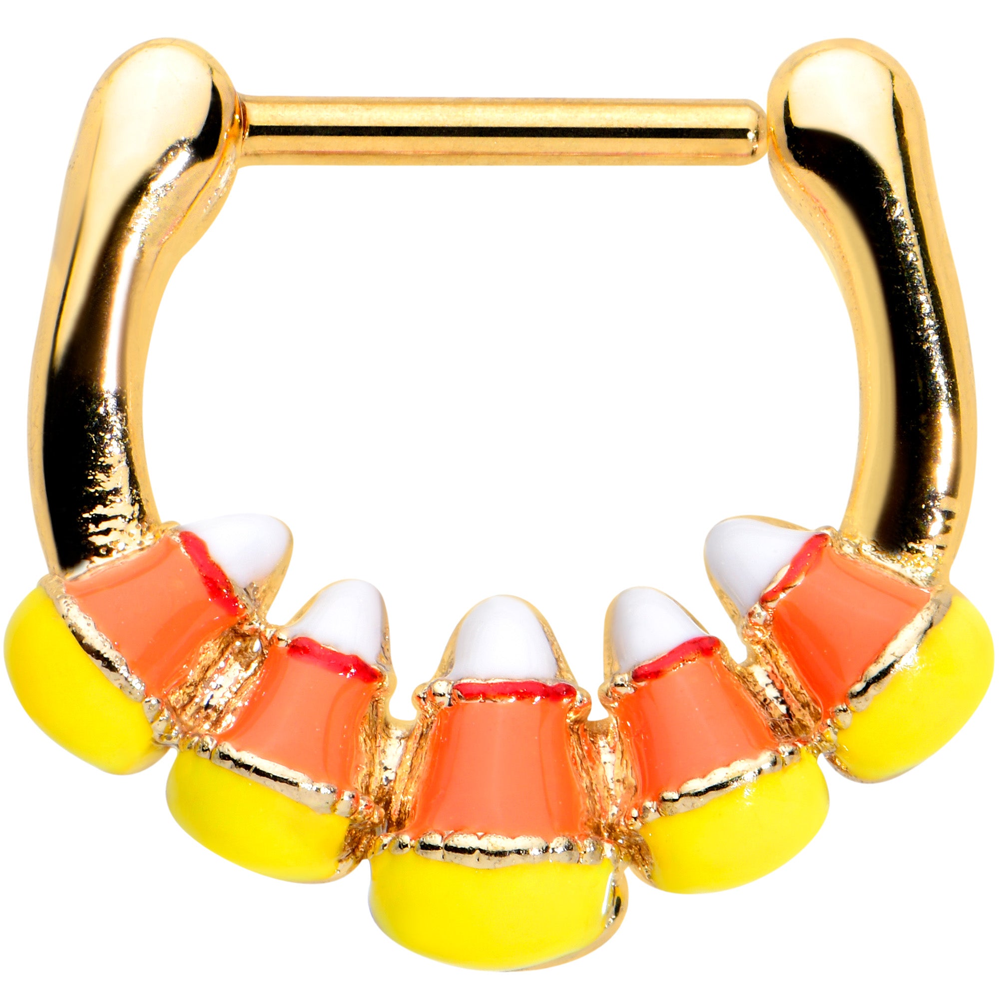 16G 5/16 Gold Tone Candy Corn Halloween Cartilage Clicker