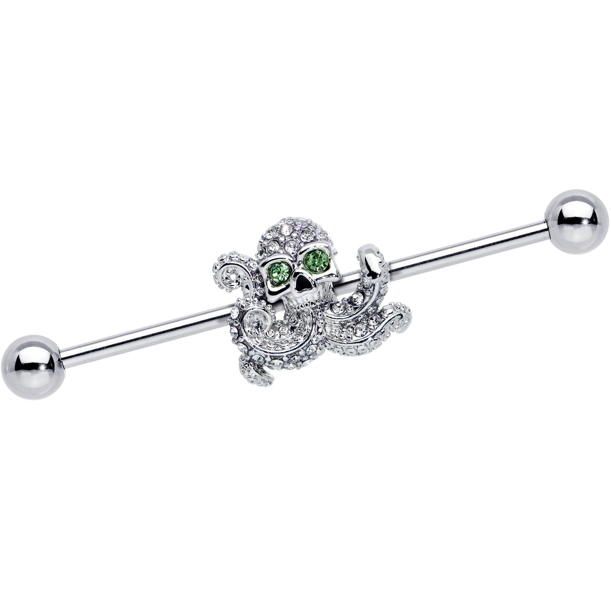 14G Clear Green Gem Sunglasses Octopus Industrial Barbell 38mm