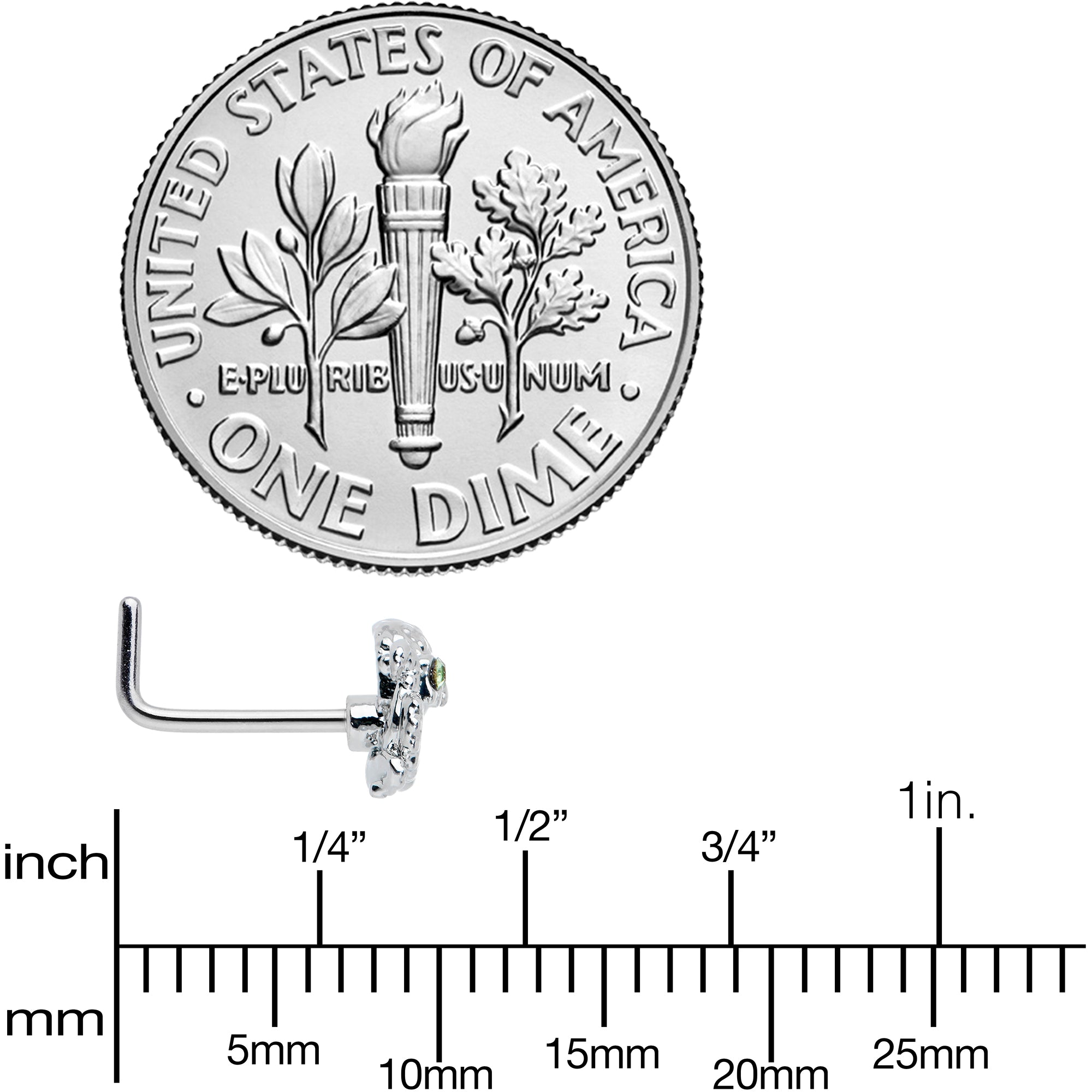 20G 7.5mm Clear Green Gem Sunglasses Octopus L Shape Nose Ring