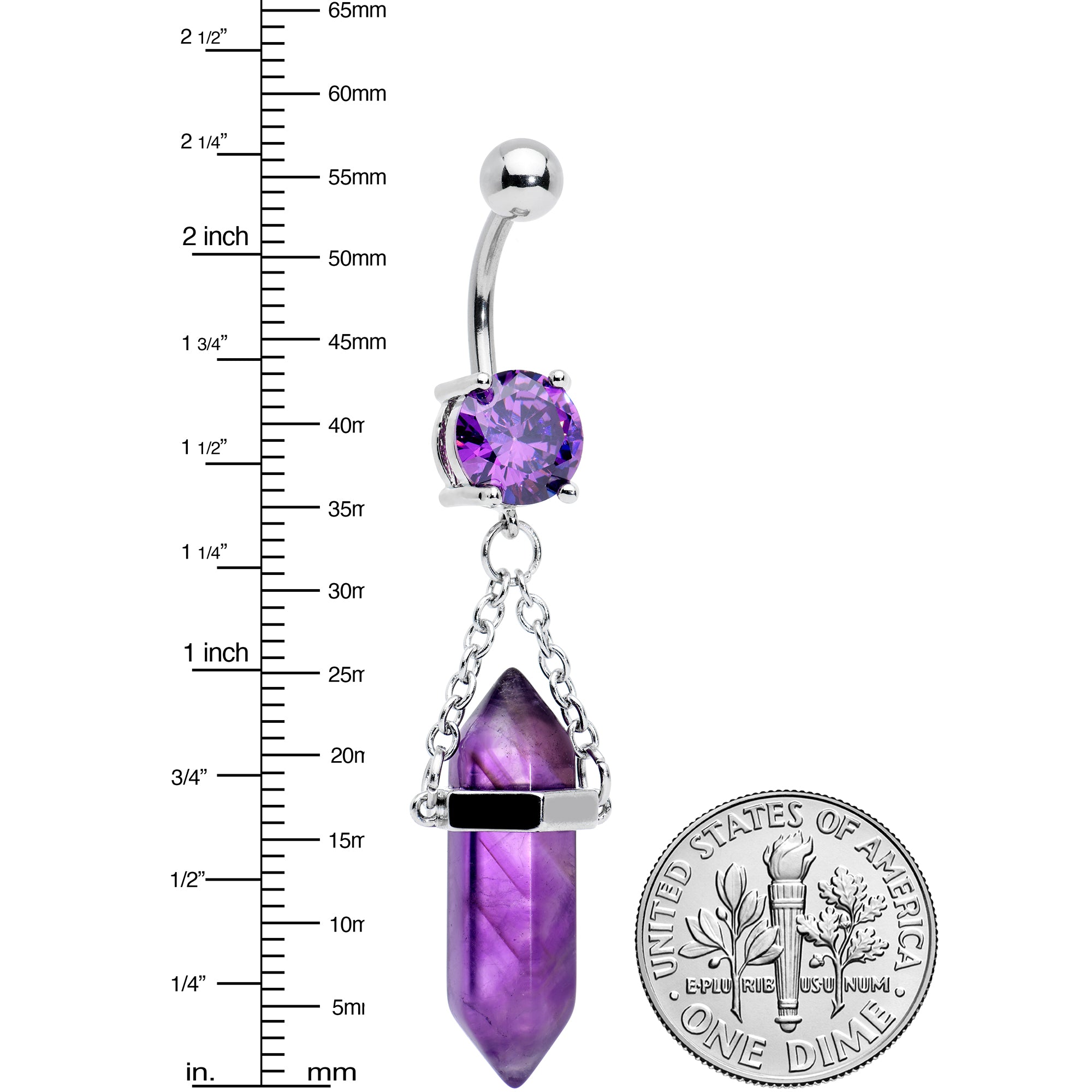 Purple Amethyst Stone Stone Hippie Dangle Belly Ring