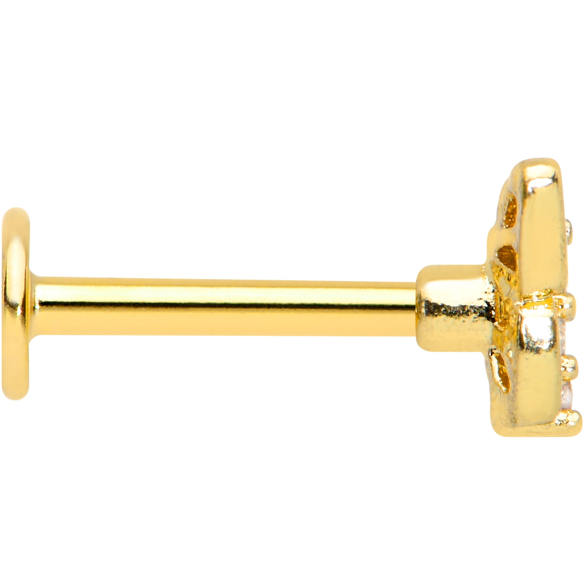 16G 5/16 Clear CZ Gem Gold Tone Open Butterfly Labret Tragus