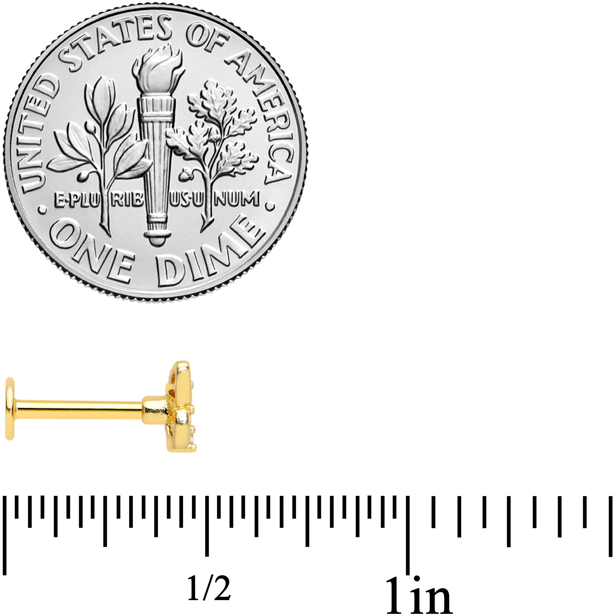 16G 5/16 Clear CZ Gem Gold Tone Open Butterfly Labret Tragus