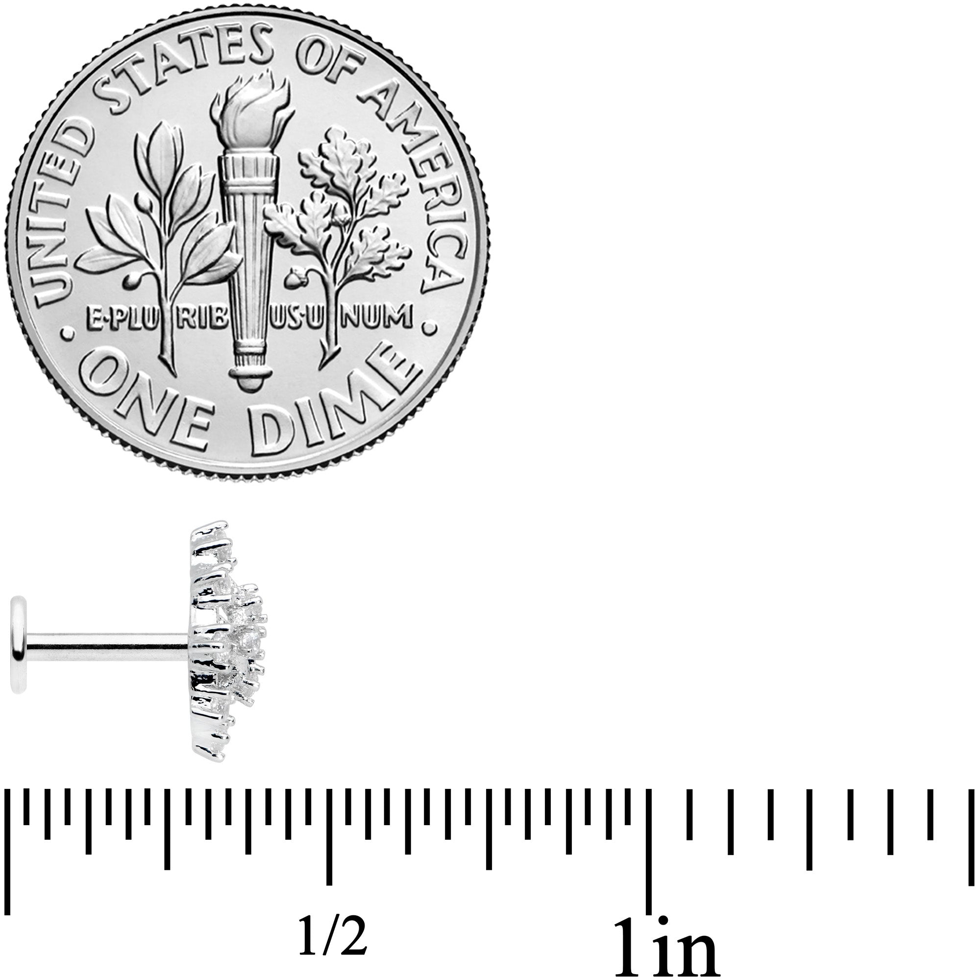 16G 1/4 Clear CZ Gem Constellation Labret Monroe Tragus