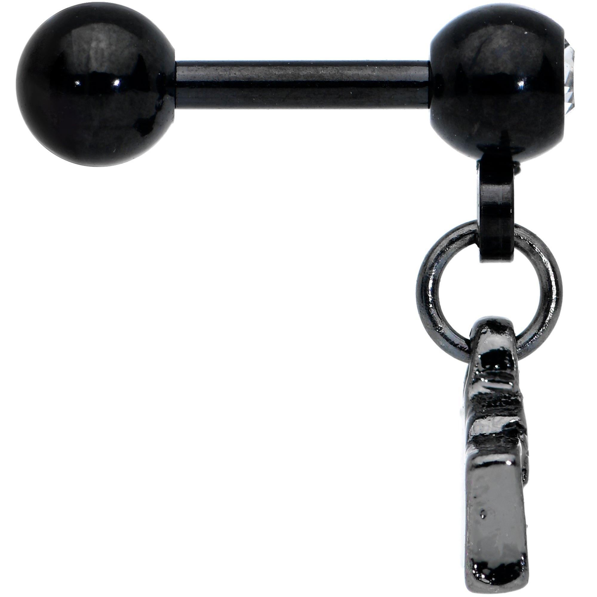 16G 1/4 Clear Gem Black Eek Spider Dangle Cartilage Earring