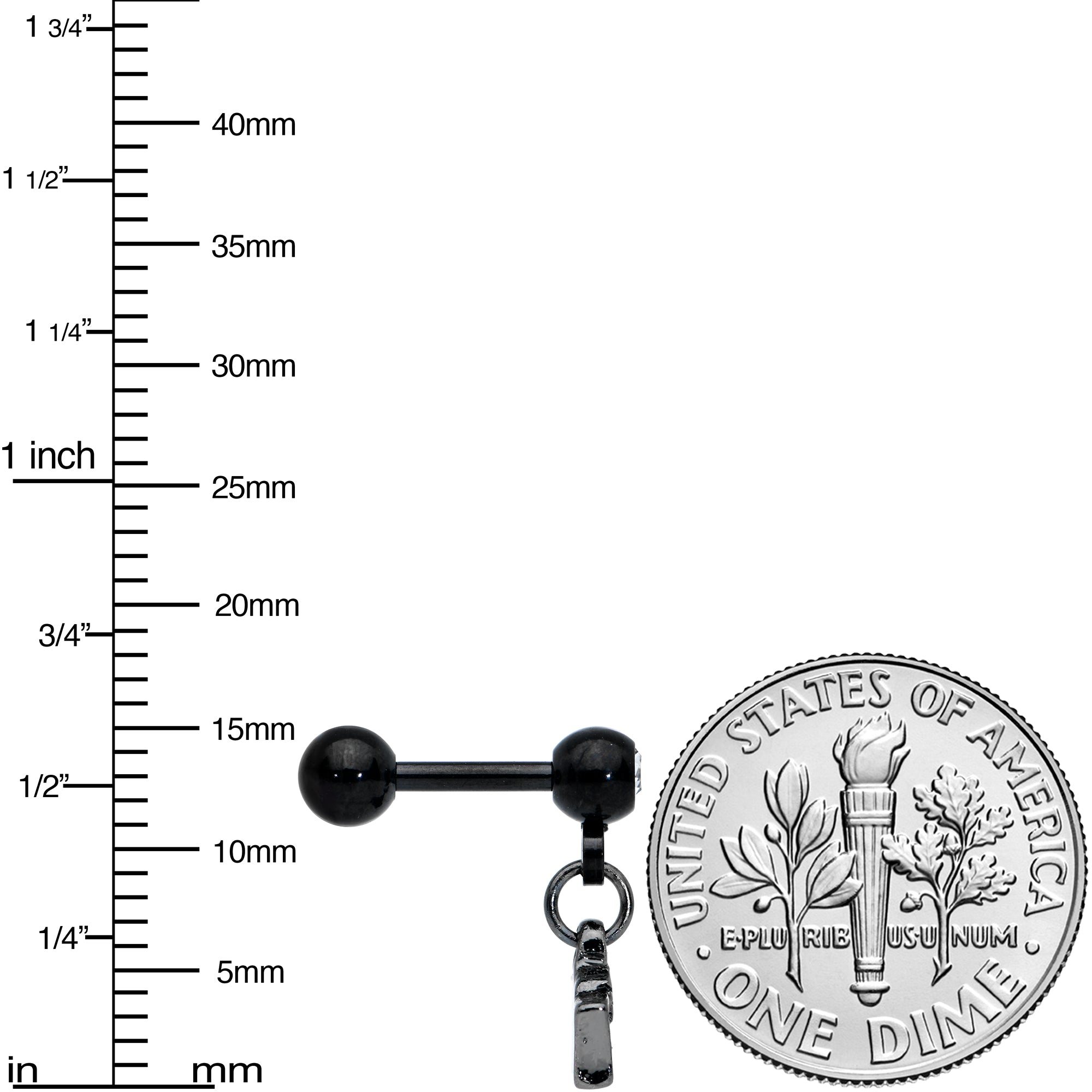 16G 1/4 Clear Gem Black Eek Spider Dangle Cartilage Earring