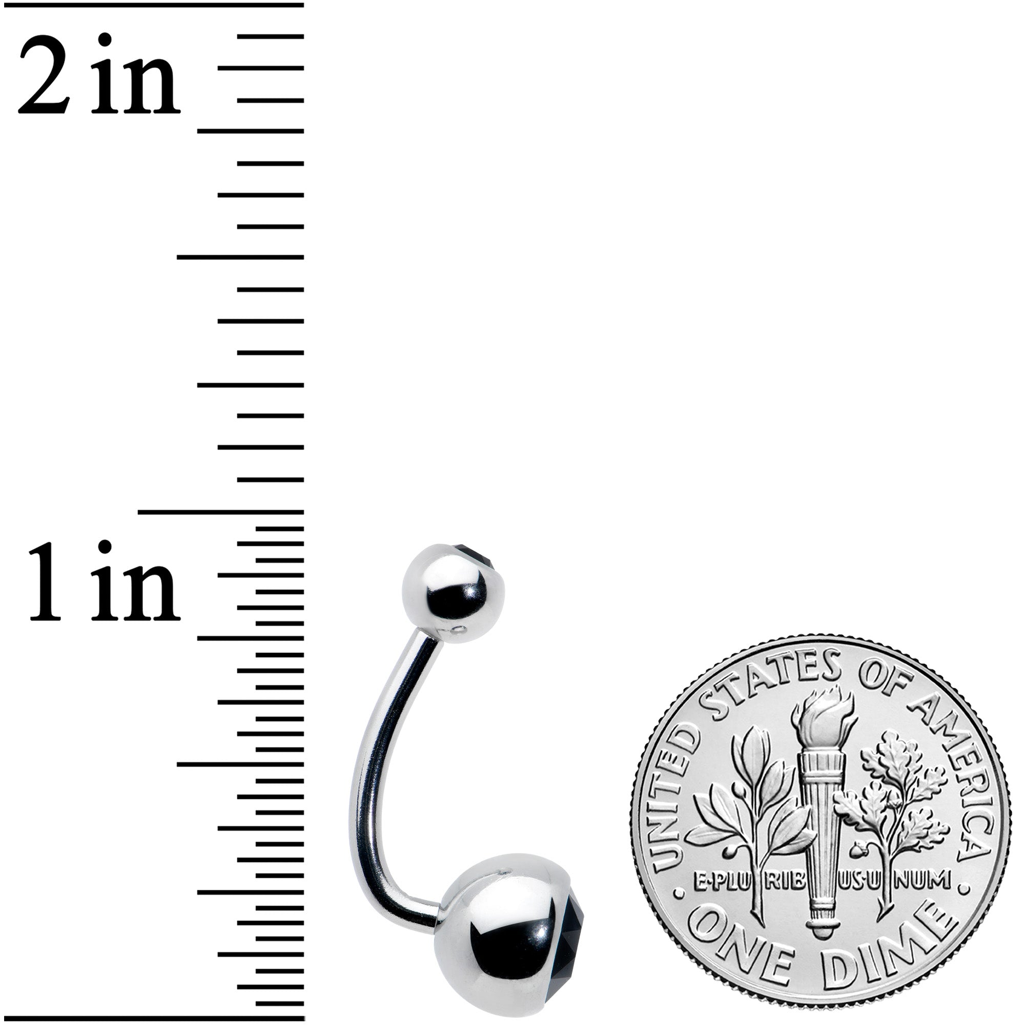 Black Gem J Curve Belly Ring