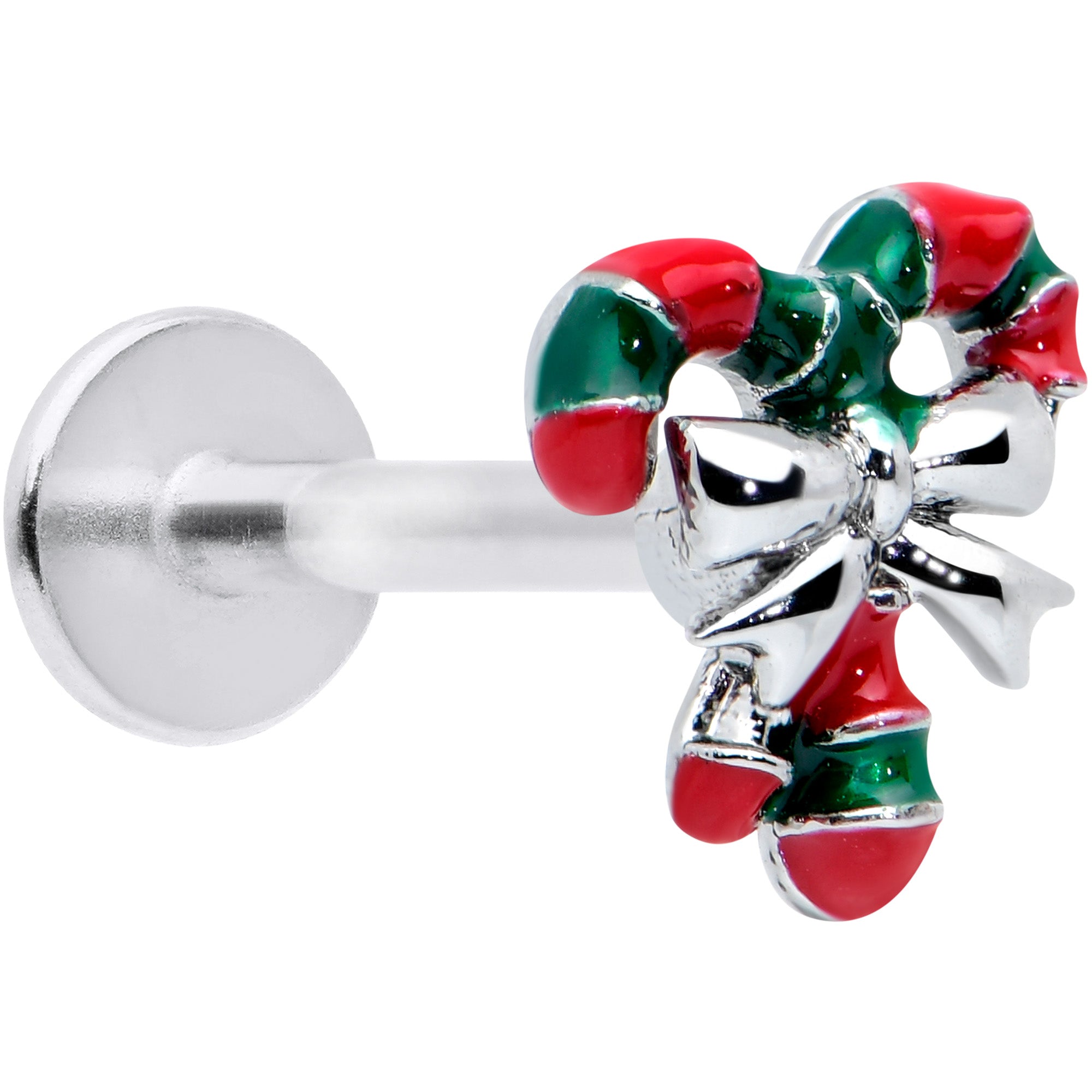 16G 5/16 Pair of Candy Canes Christmas Labret Monroe Tragus