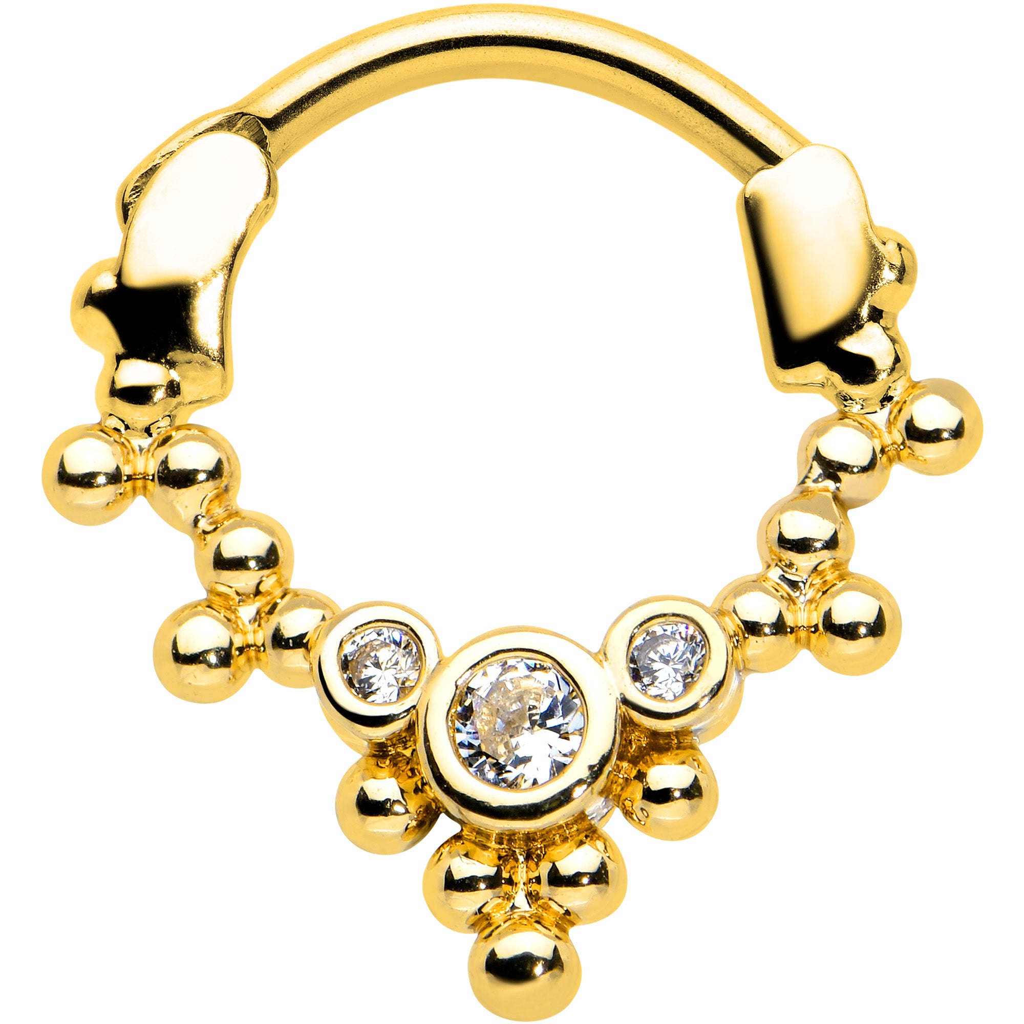 16G 5/16 Clear CZ Gem Gold Tone Princess Cartilage Clicker