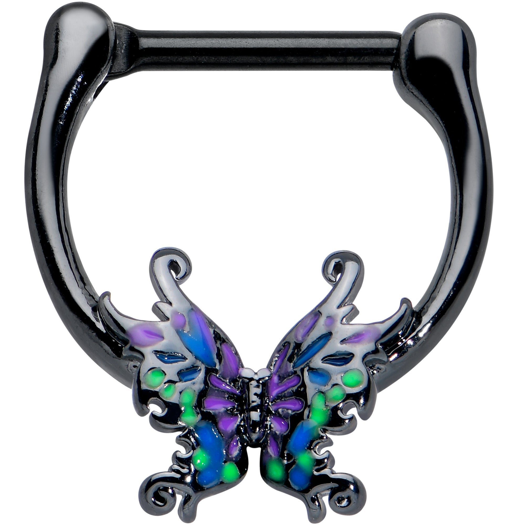 16G 5/16 Black Fantasy Faerie Wings Cartilage Clicker