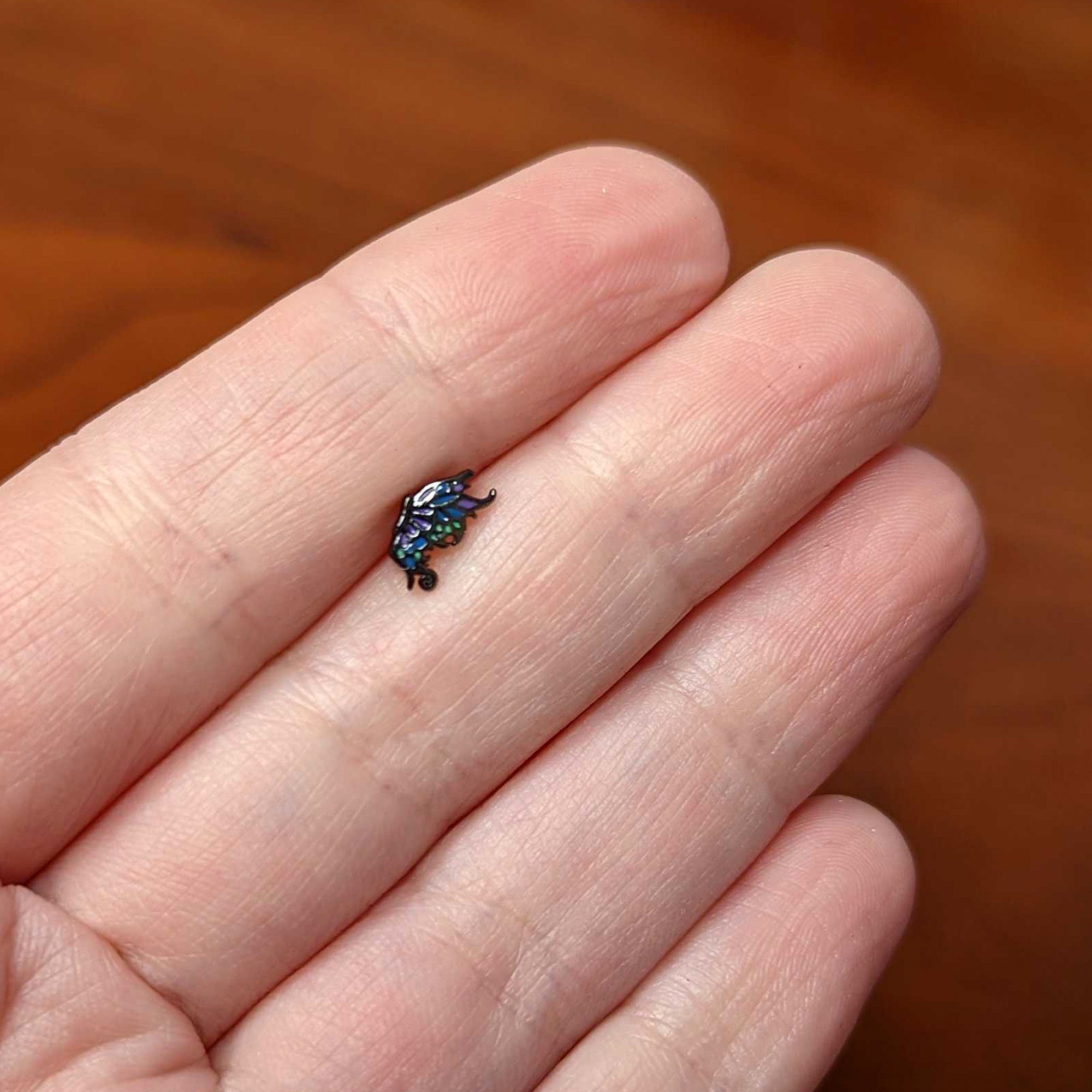 16G 1/4 Black Purple Wings Butterfly Cartilage Tragus Earring