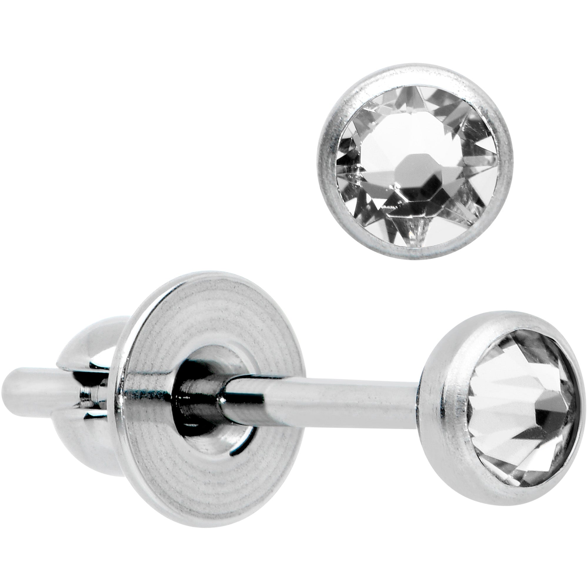 3mm Clear Gem Bezel G23 Titanium Post Stud Earrings