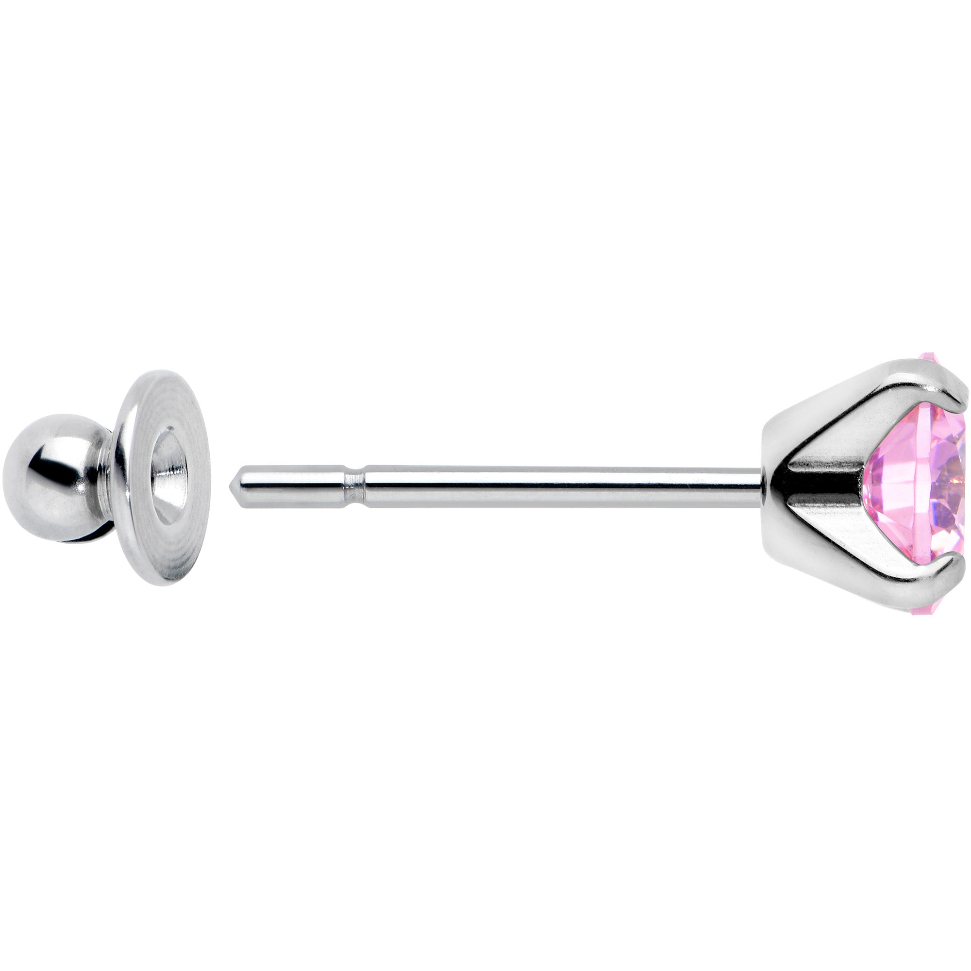 Pink CZ Gem 5mm G23 Titanium Post Stud Earrings