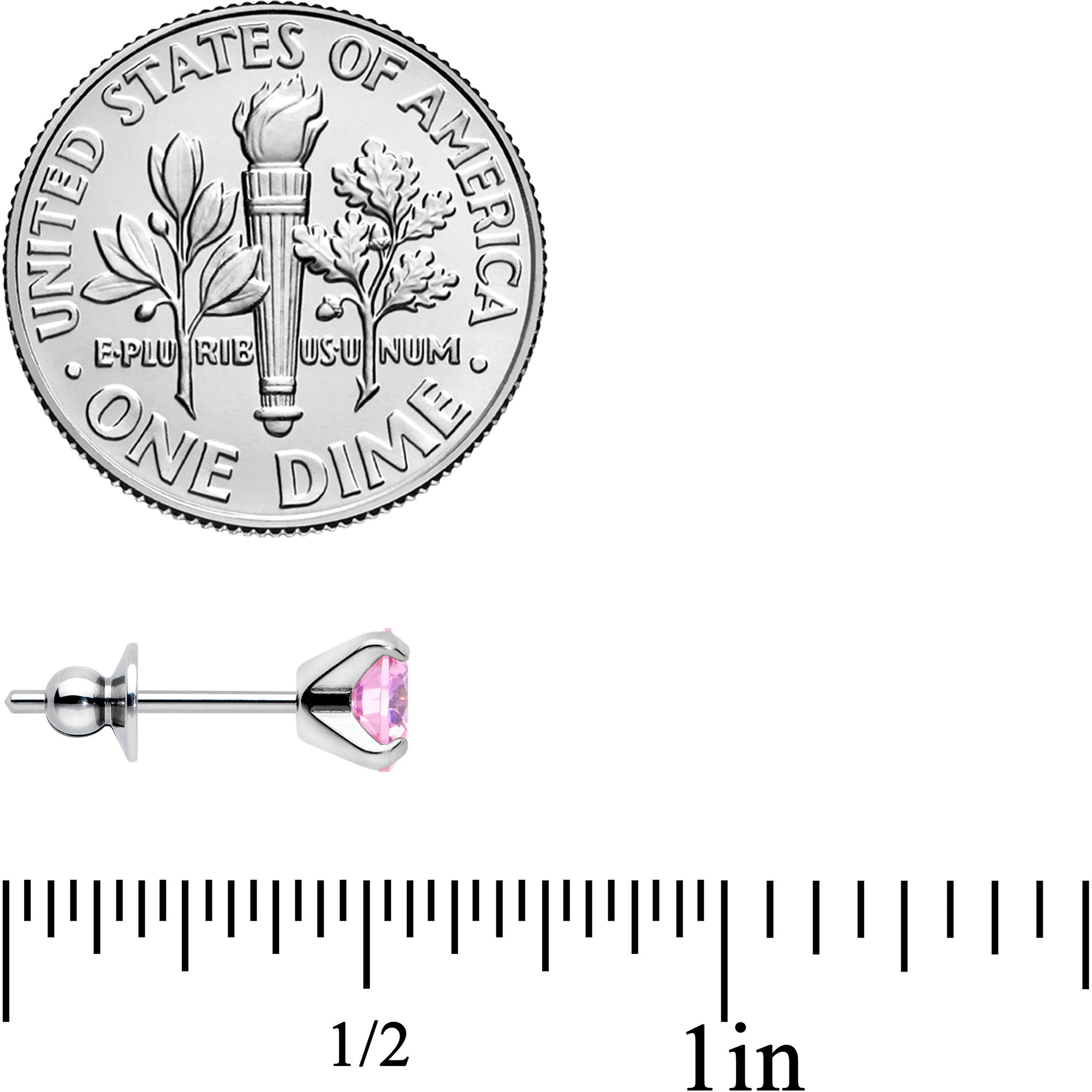 Pink CZ Gem 5mm G23 Titanium Post Stud Earrings