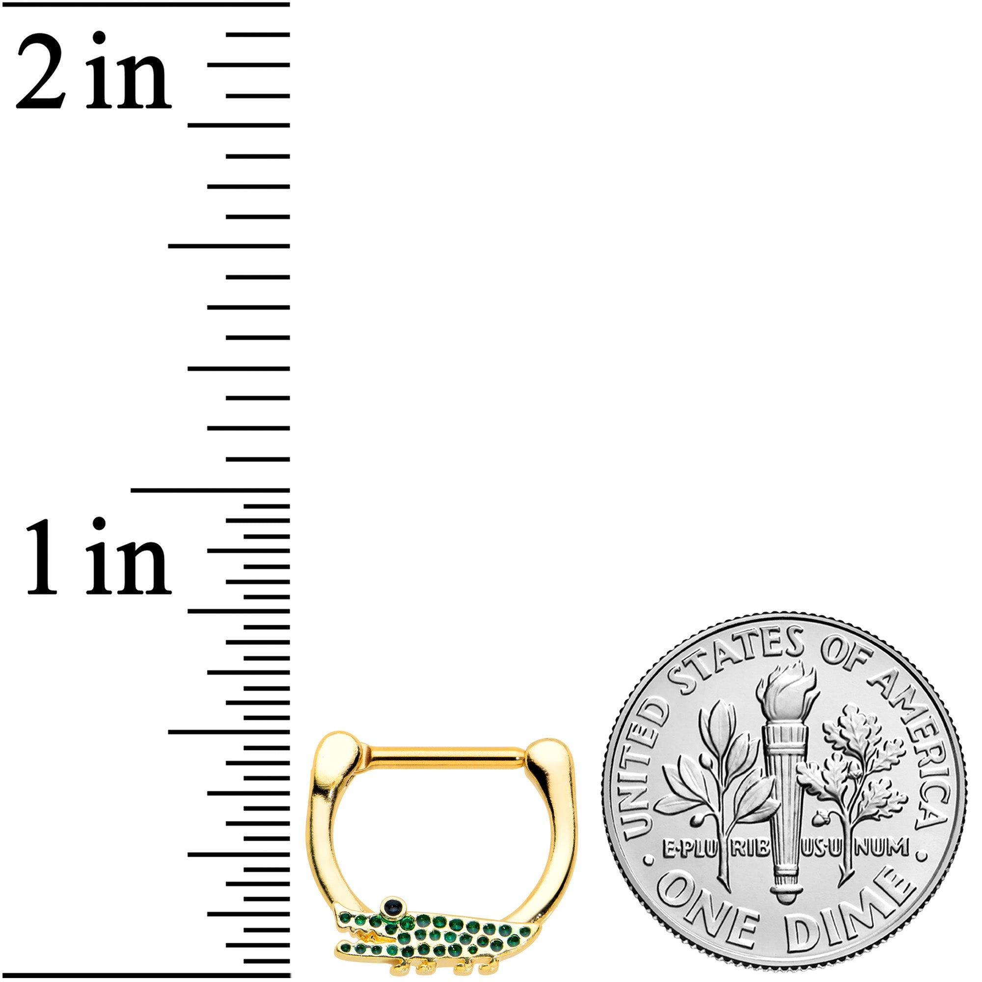 16G 5/16 Gold Tone Green Hungry Alligator Cartilage Clicker