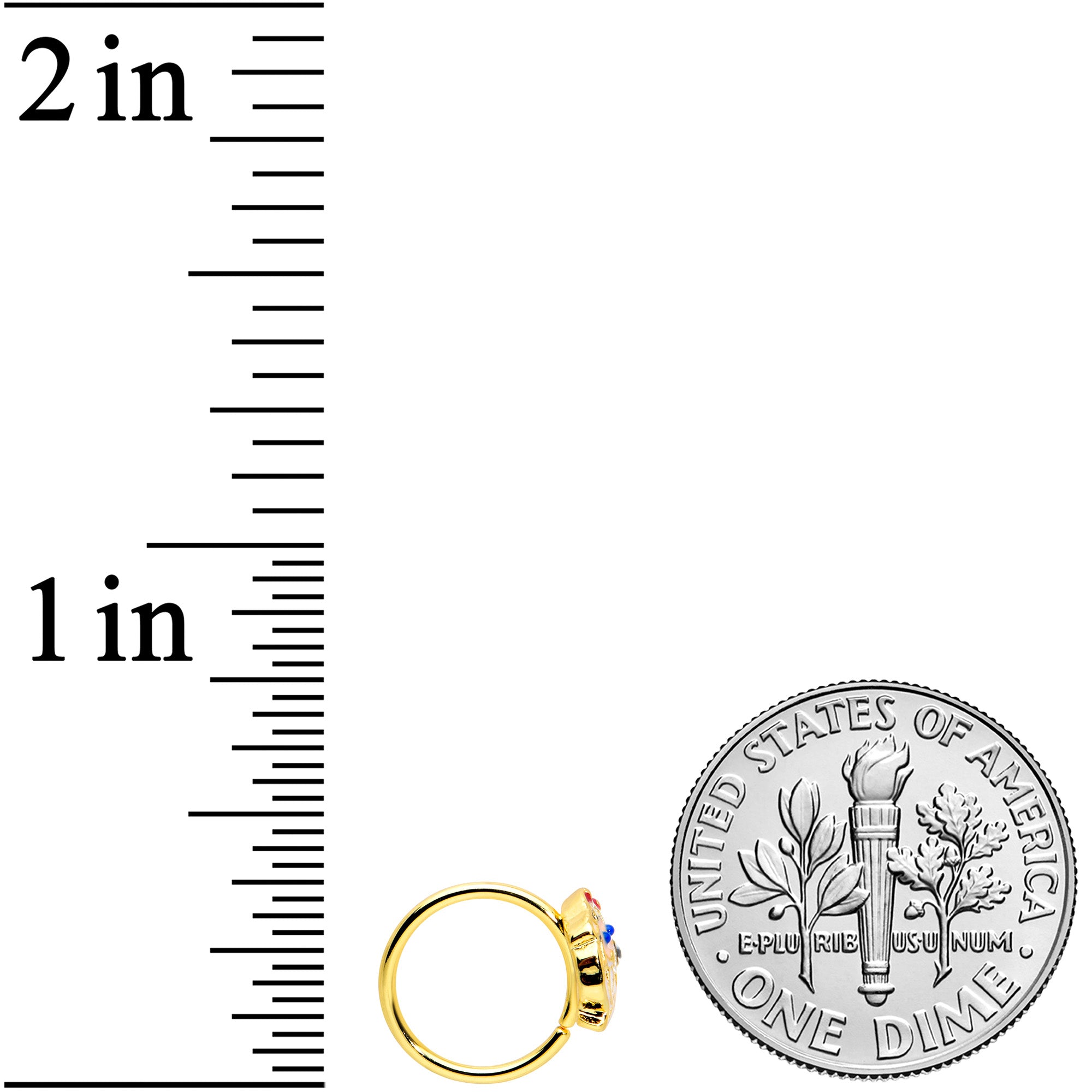 20G 5/16 Clear Gem Gold Tone Snazzy Santa Christmas Nose Hoop