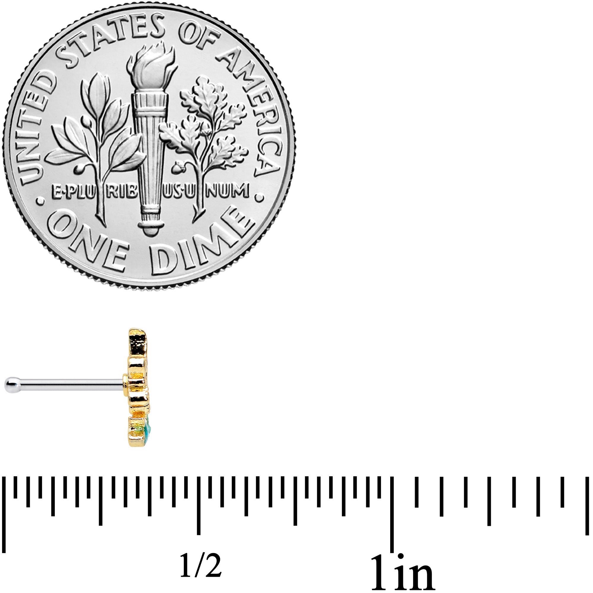 20G 1/4 Green Faux Opal Curvy Mermaid Nose Bone