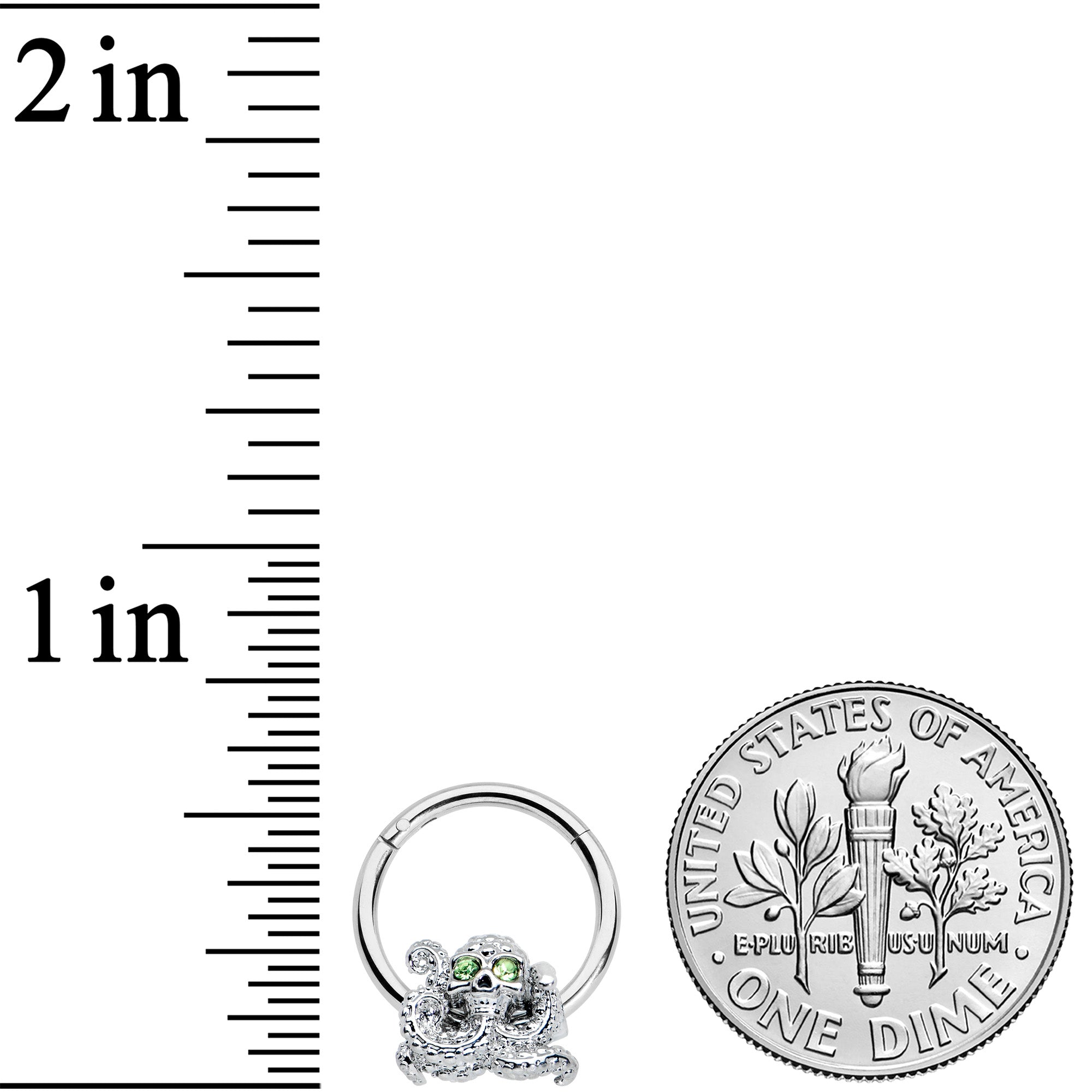 16G 3/8 Green Gem Sunglasses Octopus Hinged Segment Ring