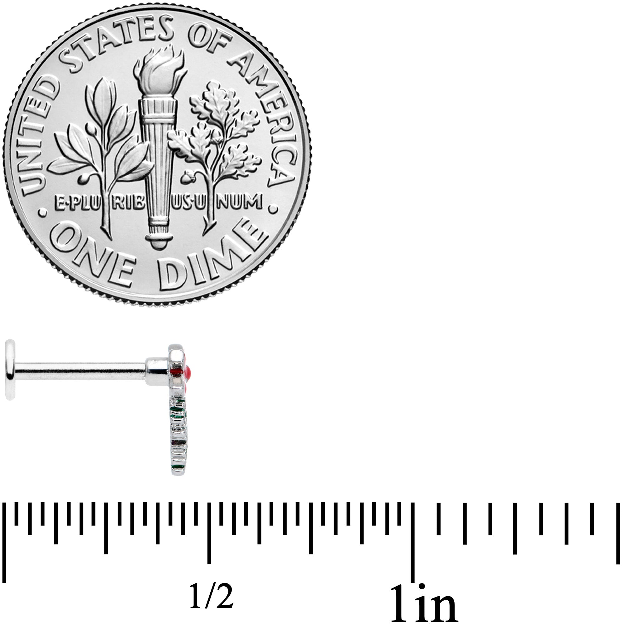 16G 5/16 Red Bow Pine Bough Christmas Labret Monroe Tragus