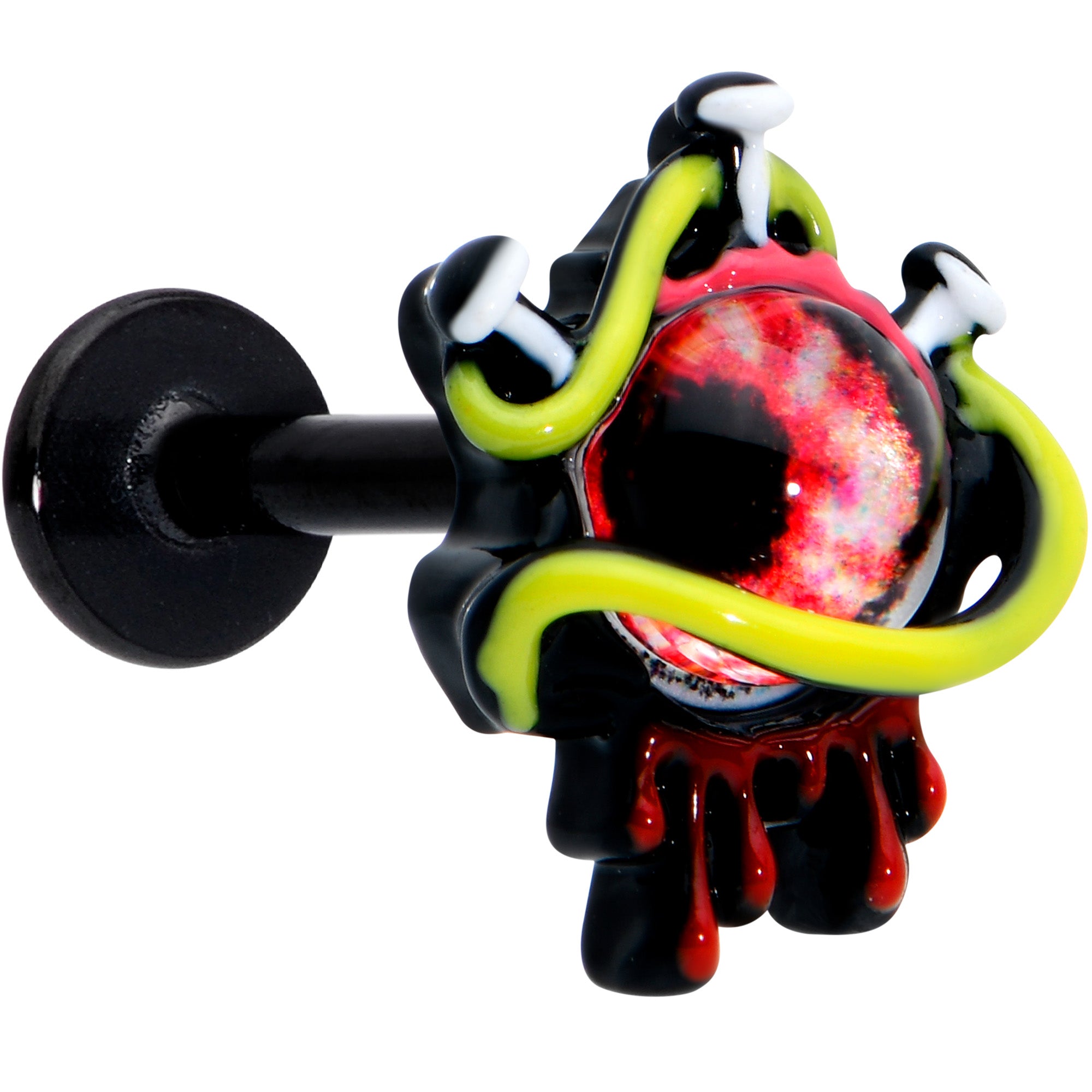 16G 5/16 Black Spiky Eyeball Halloween Labret Monroe Tragus
