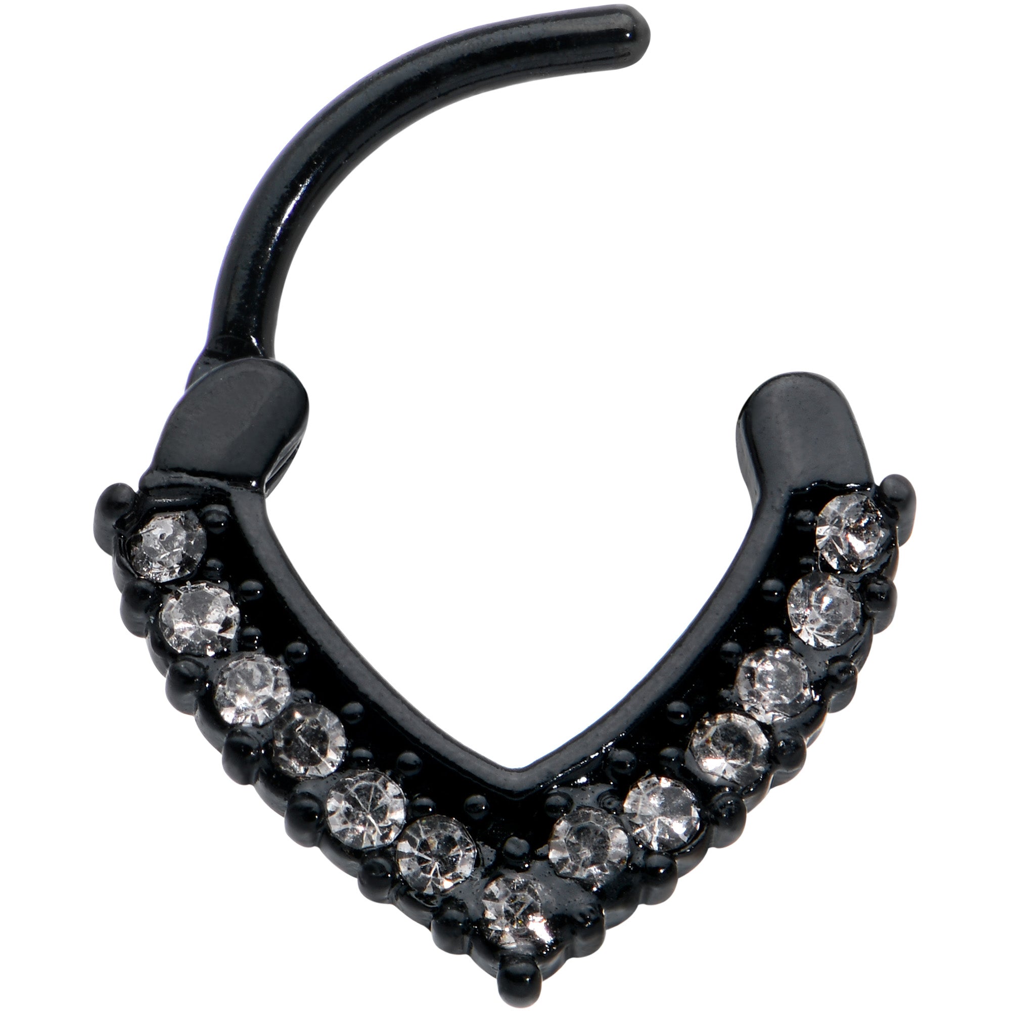 16G 5/16 Clear CZ Gem Black Classic Chevron Cartilage Clicker