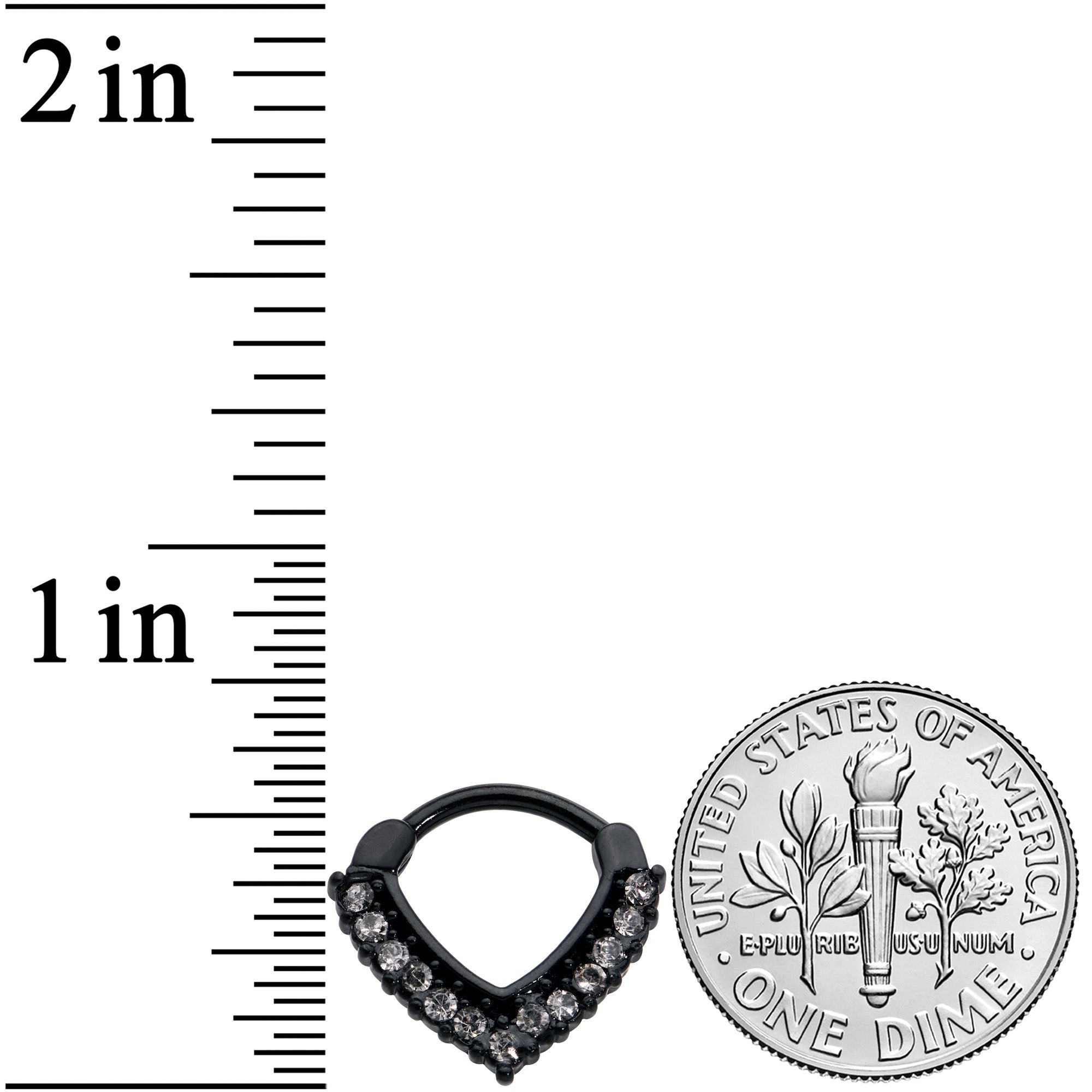 16G 5/16 Clear CZ Gem Black Classic Chevron Cartilage Clicker