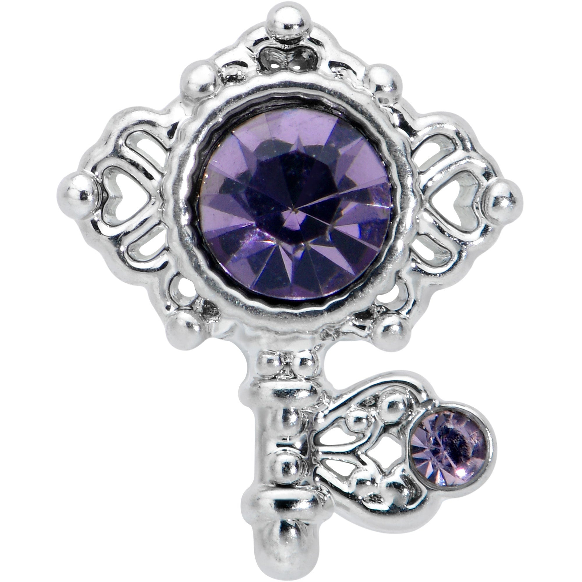 16G 5/16 Purple Gem Unlock My Heart Key Labret Monroe Tragus