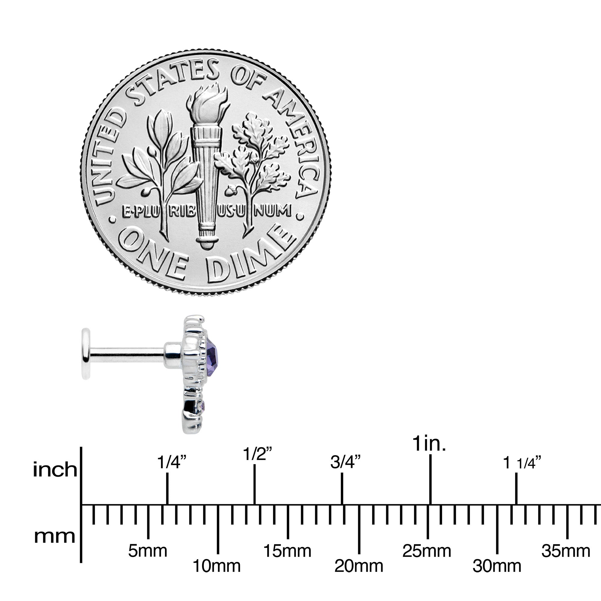 16G 1/4 Purple Gem Unlock My Heart Key Labret Monroe Tragus