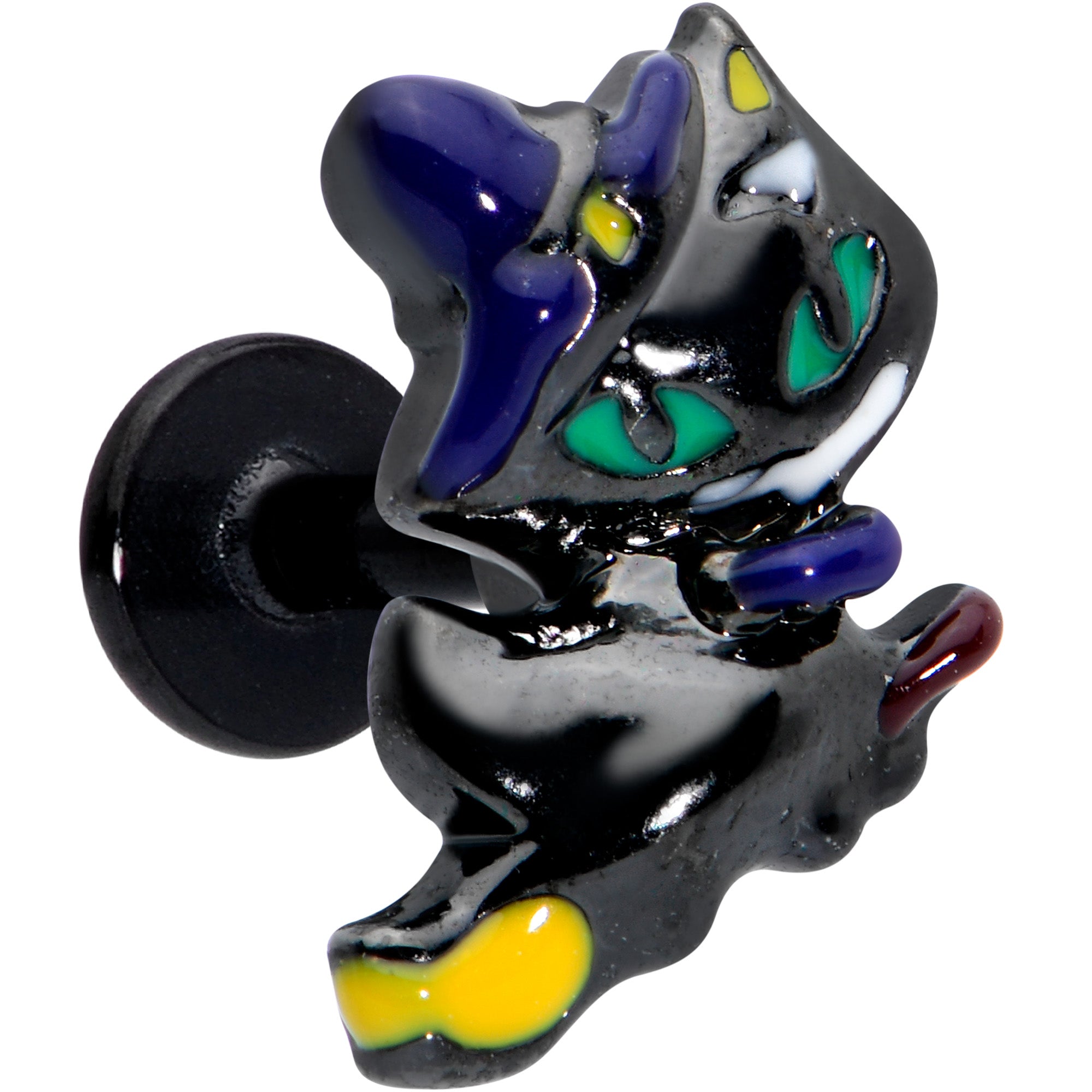 16G 1/4 Black Witch Cat Halloween Labret Monroe Tragus