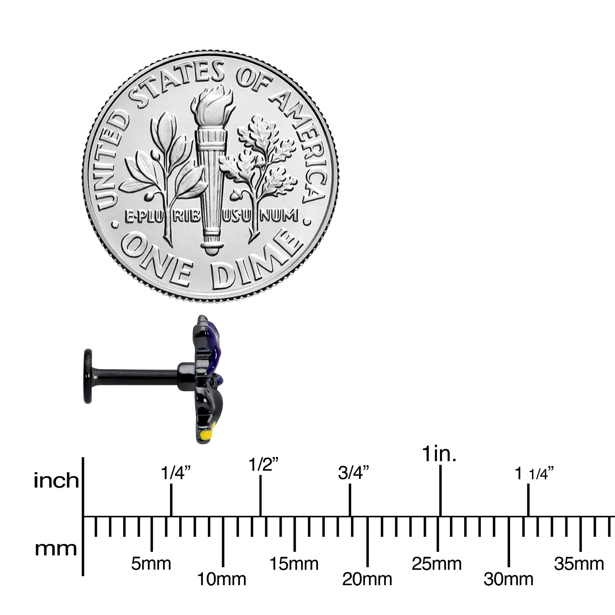 16G 1/4 Black Witch Cat Halloween Labret Monroe Tragus