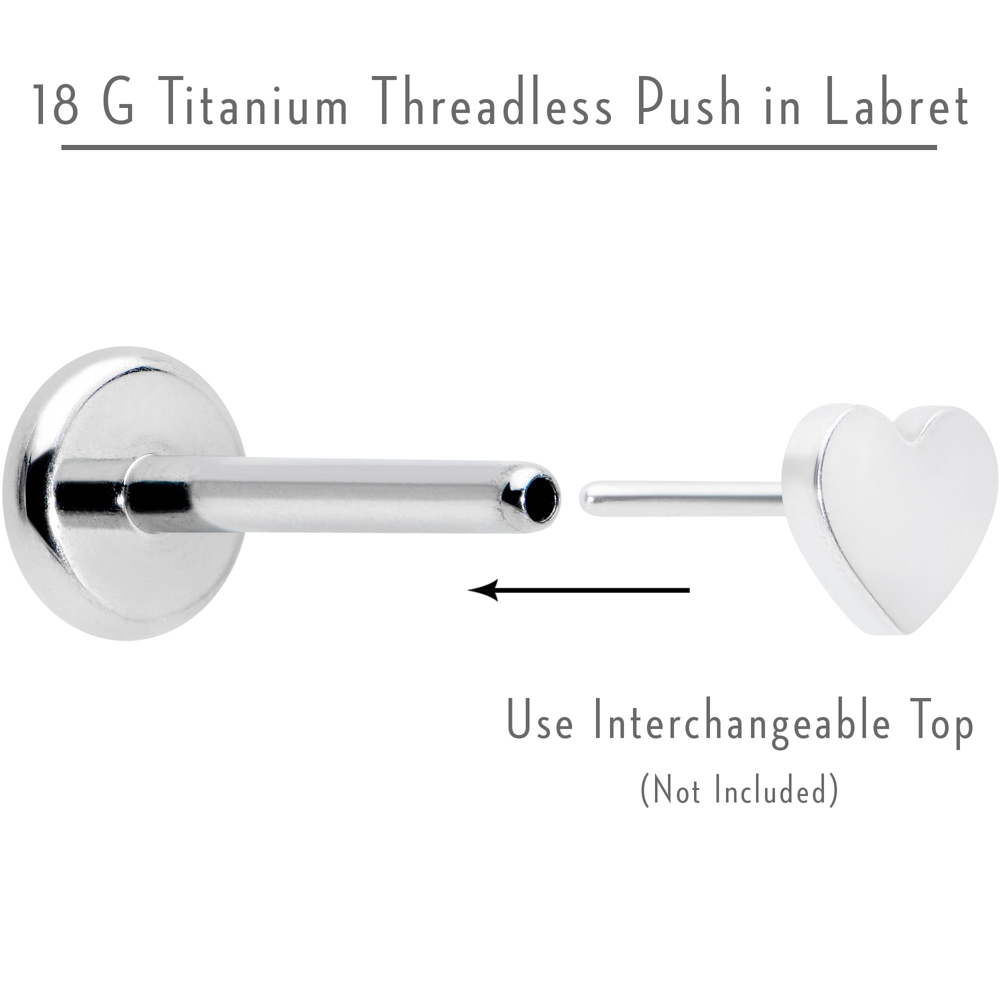 18G 5/16 G23 Titanium Threadless Post Only Labret Tragus Nose