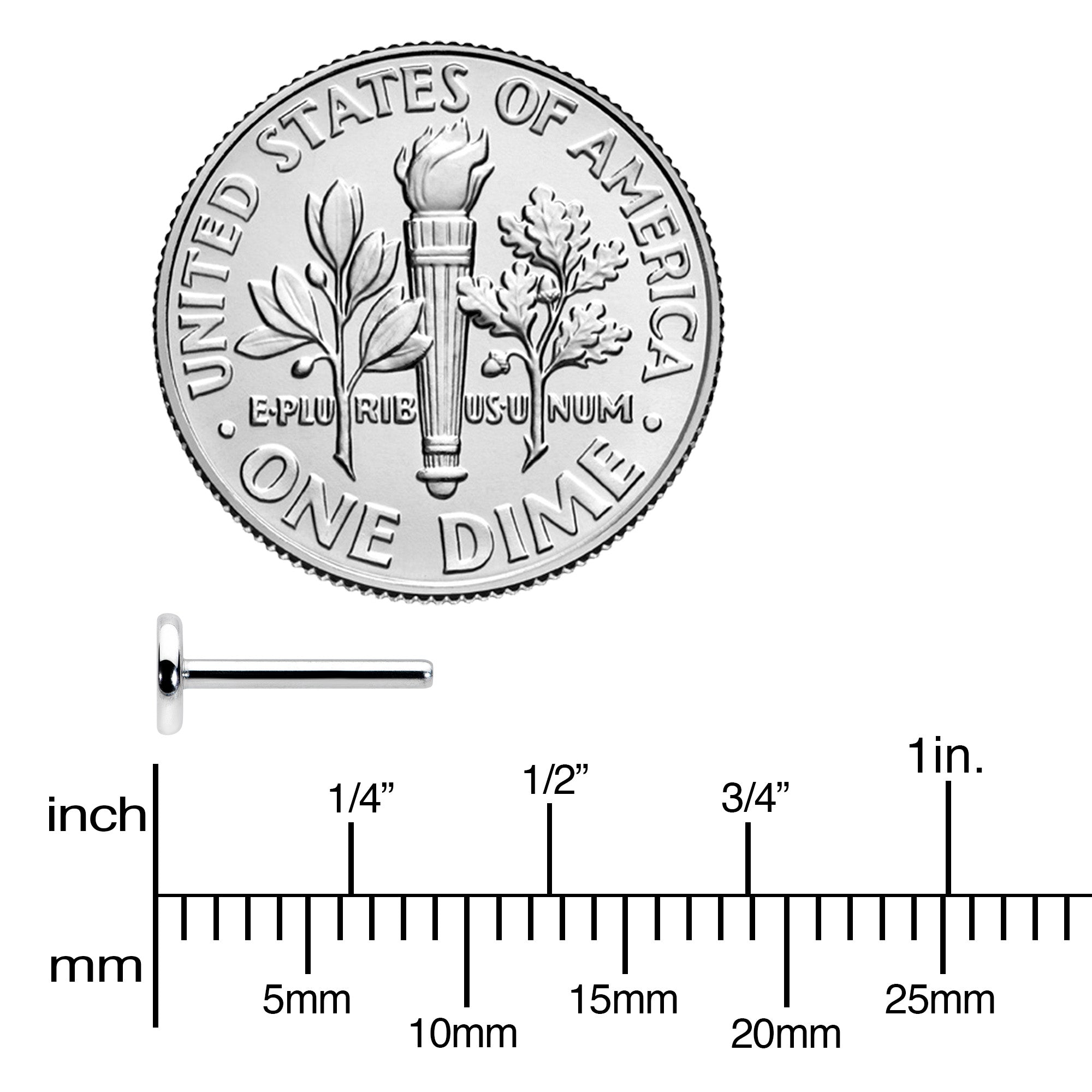 18G 5/16 G23 Titanium Threadless Post Only Labret Tragus Nose